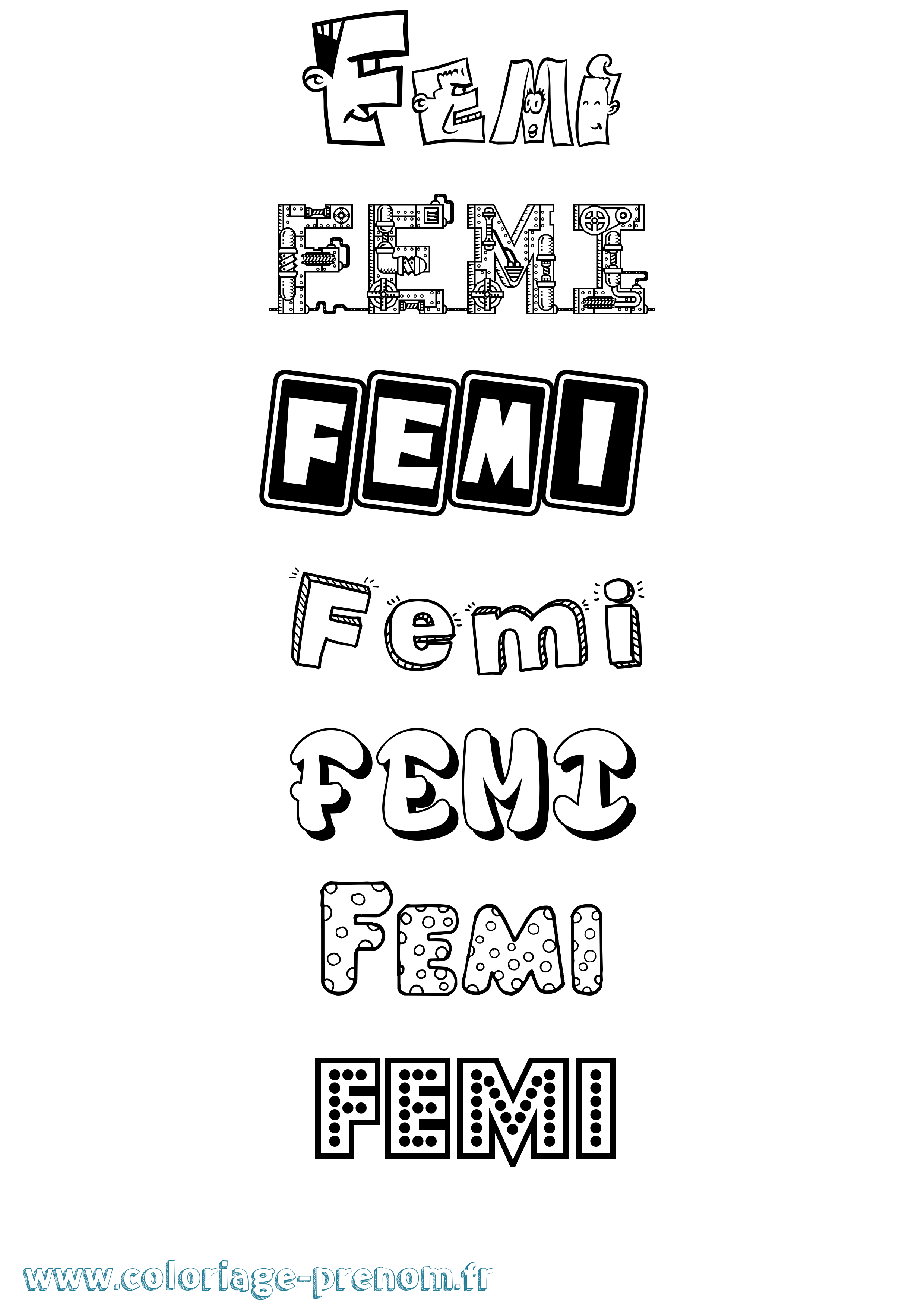 Coloriage Femi Fun Coloriage prénom Femi Fun