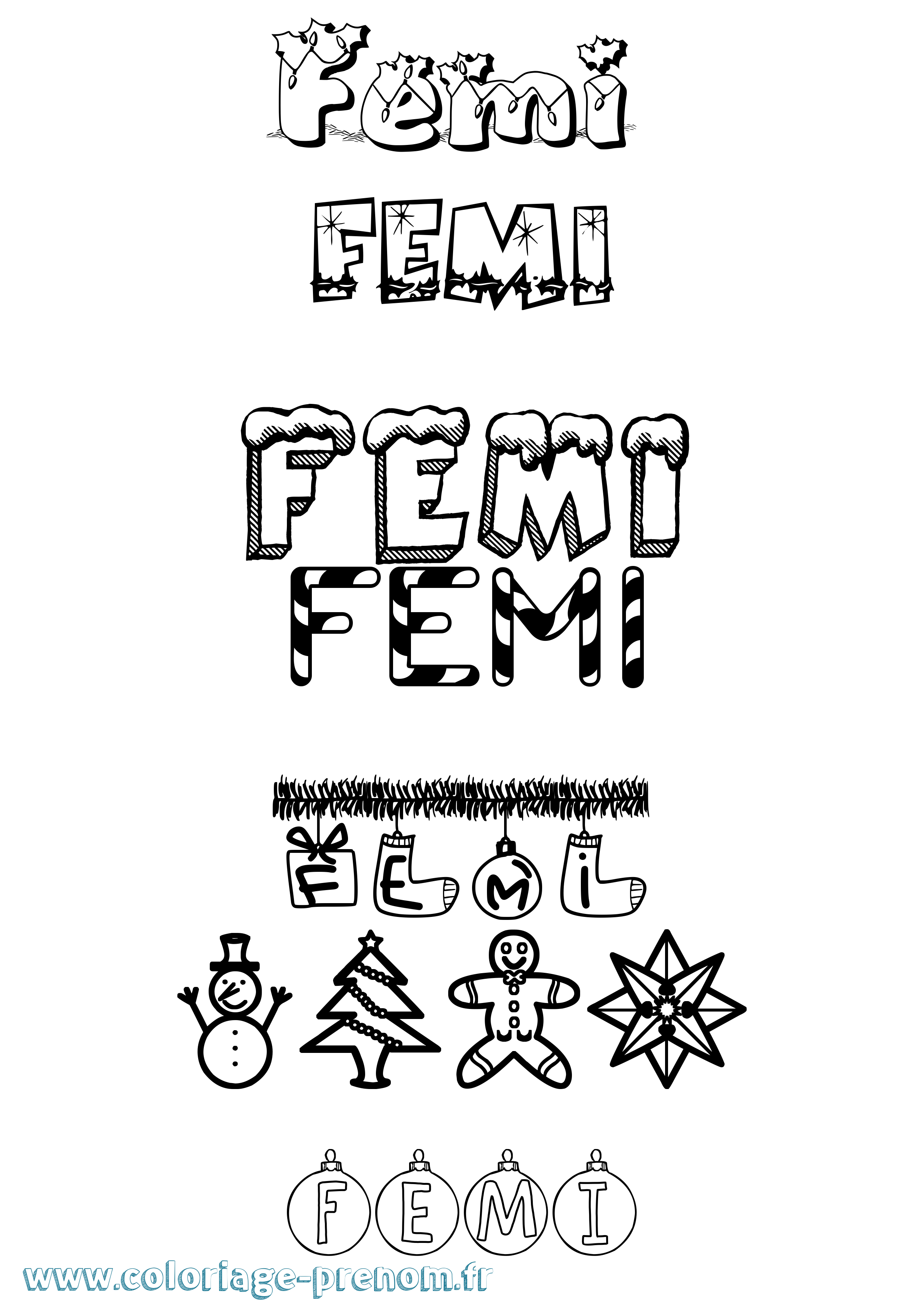 Coloriage Femi Noël Coloriage prénom Femi Noël