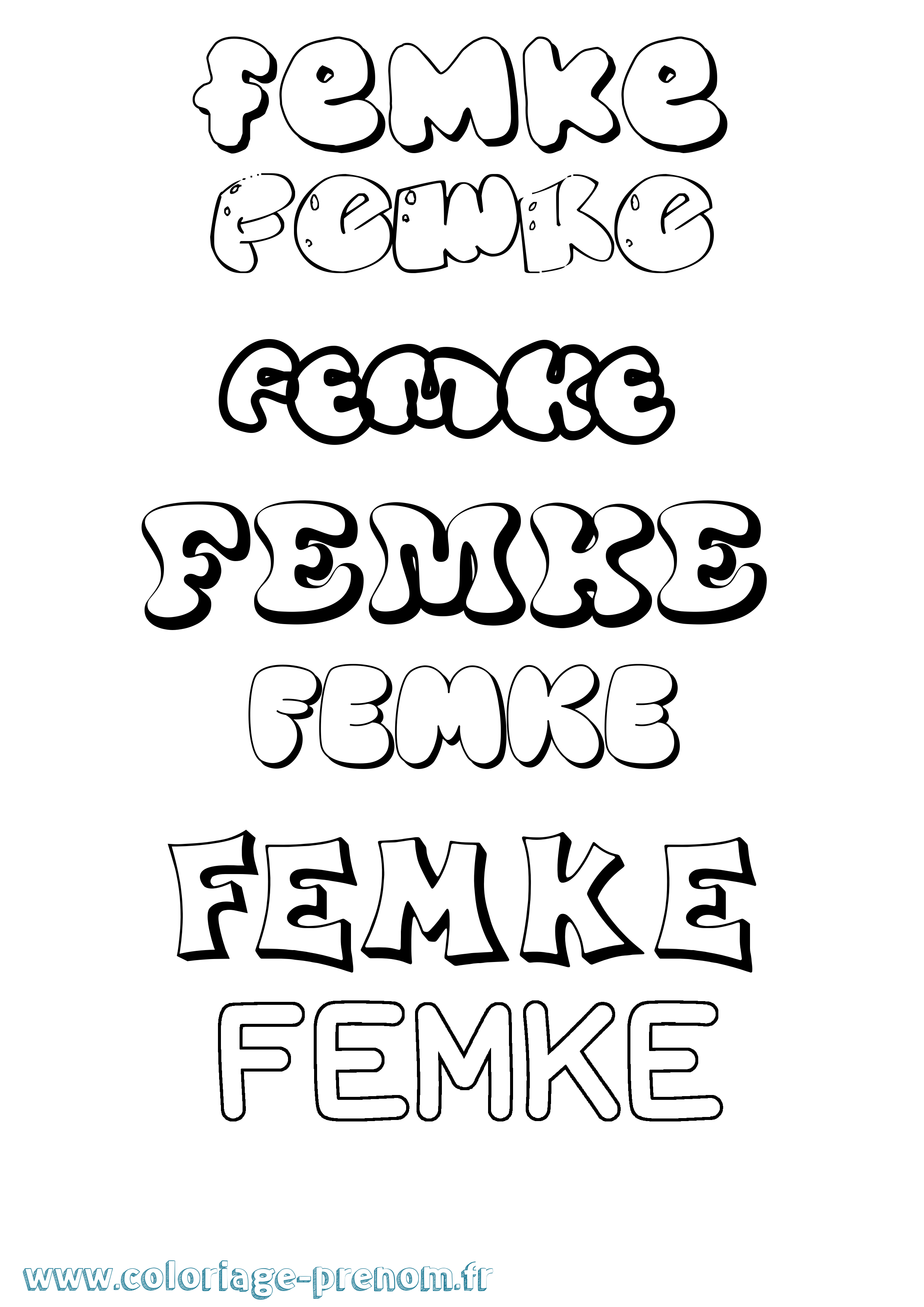 Coloriage Femke Bubble Coloriage prénom Femke Bubble
