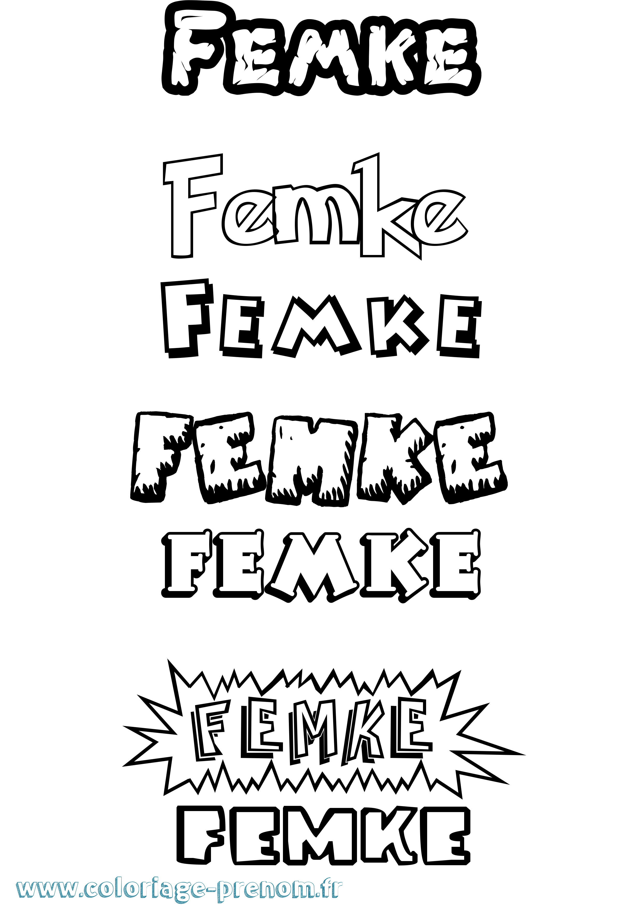 Coloriage Femke Dessin Animé Coloriage prénom Femke Dessin Animé