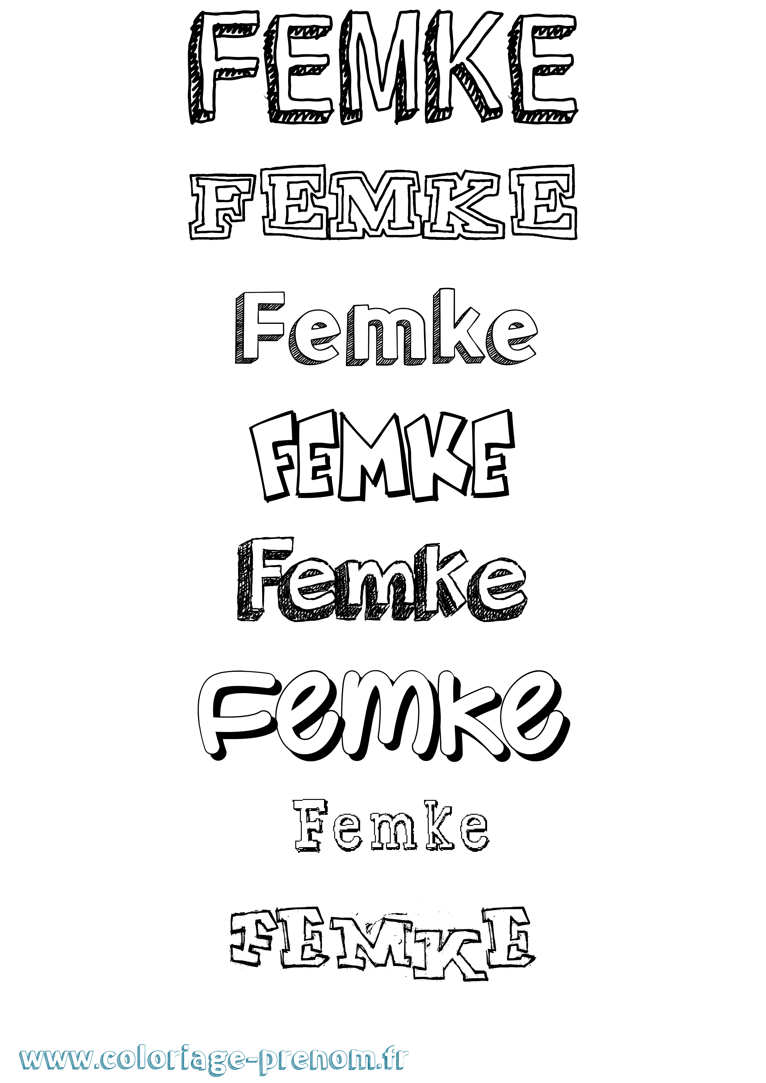 Coloriage Femke Dessiné Coloriage prénom Femke Dessiné