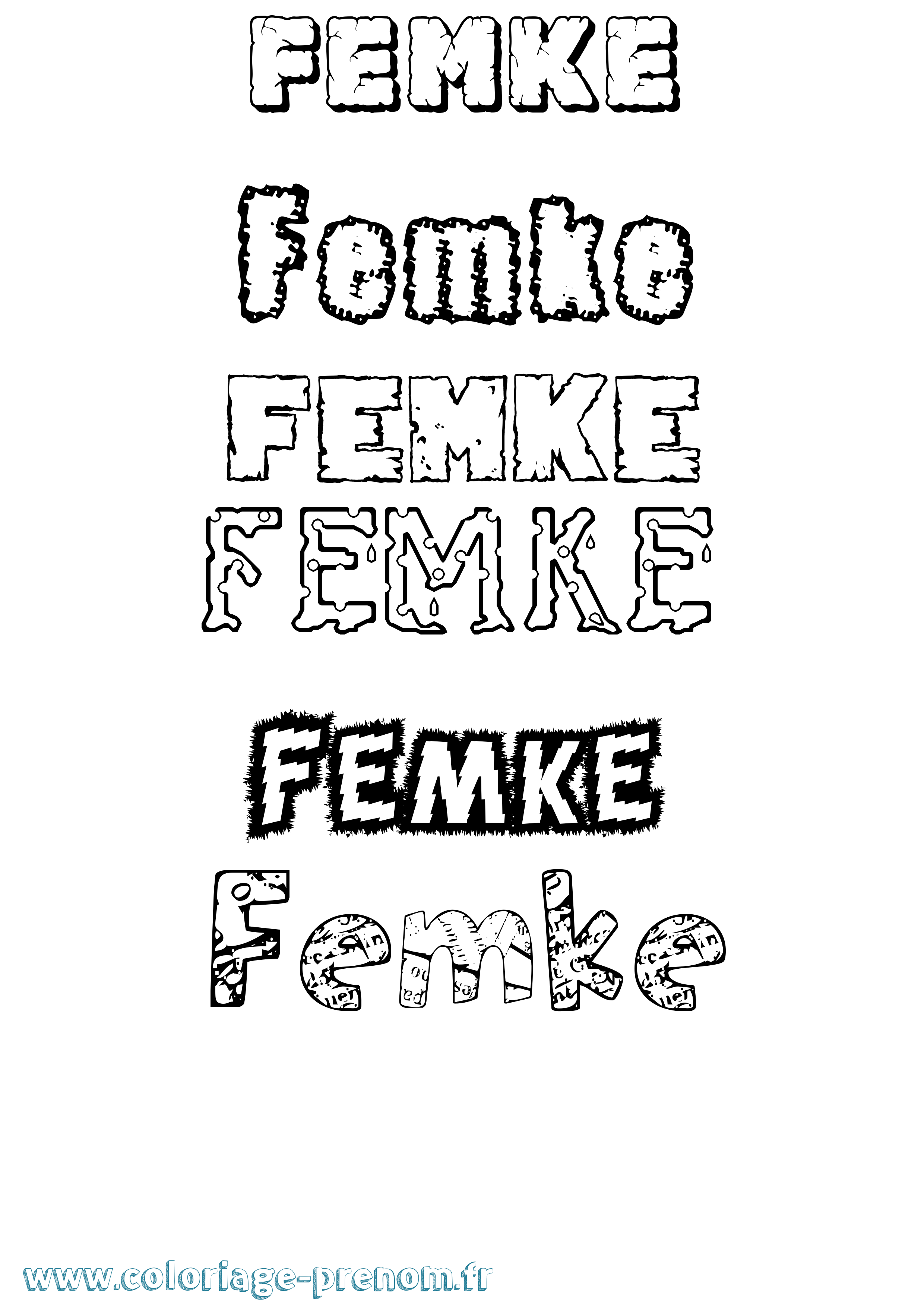 Coloriage Femke Destructuré Coloriage prénom Femke Destructuré