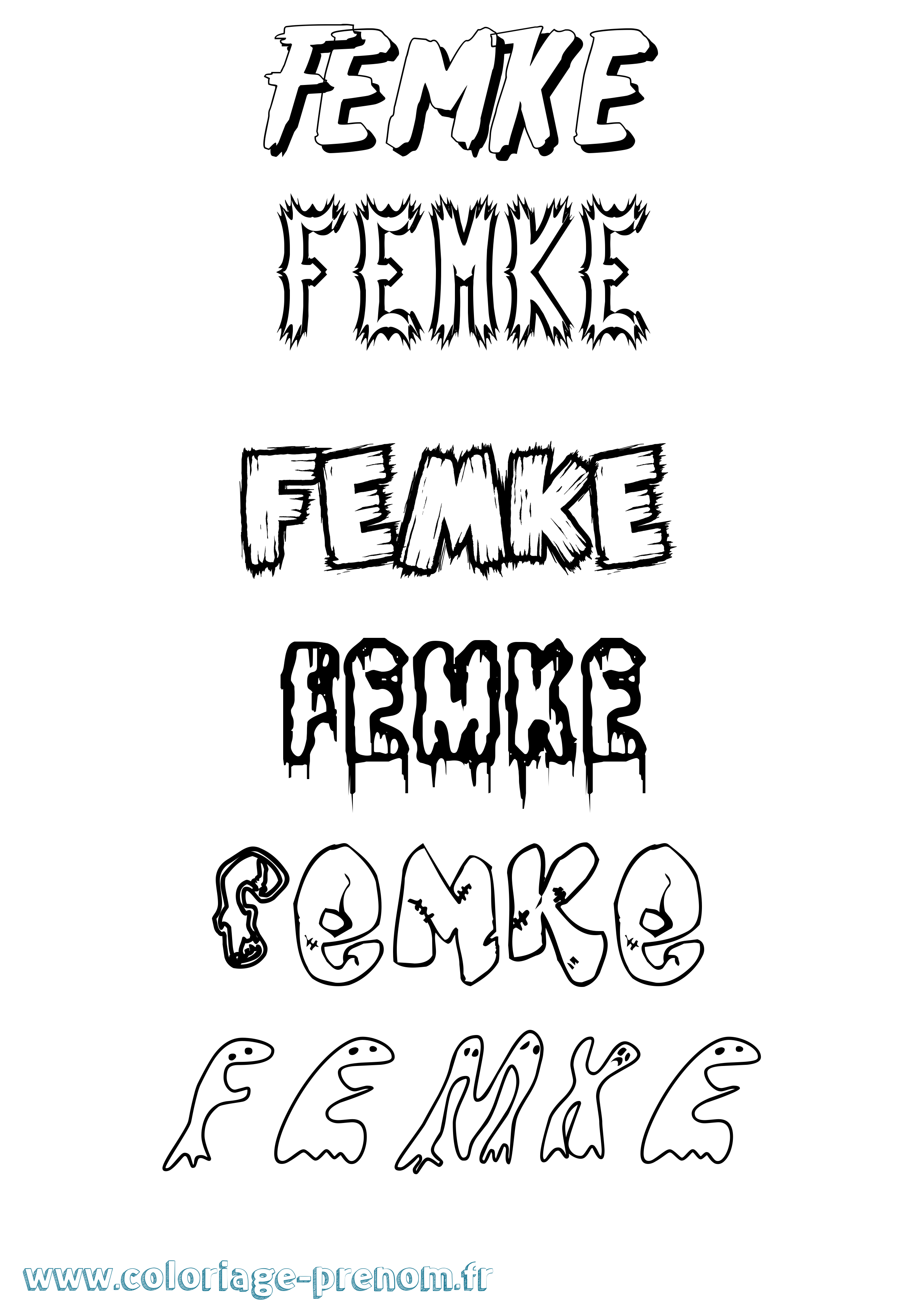 Coloriage Femke Frisson Coloriage prénom Femke Frisson