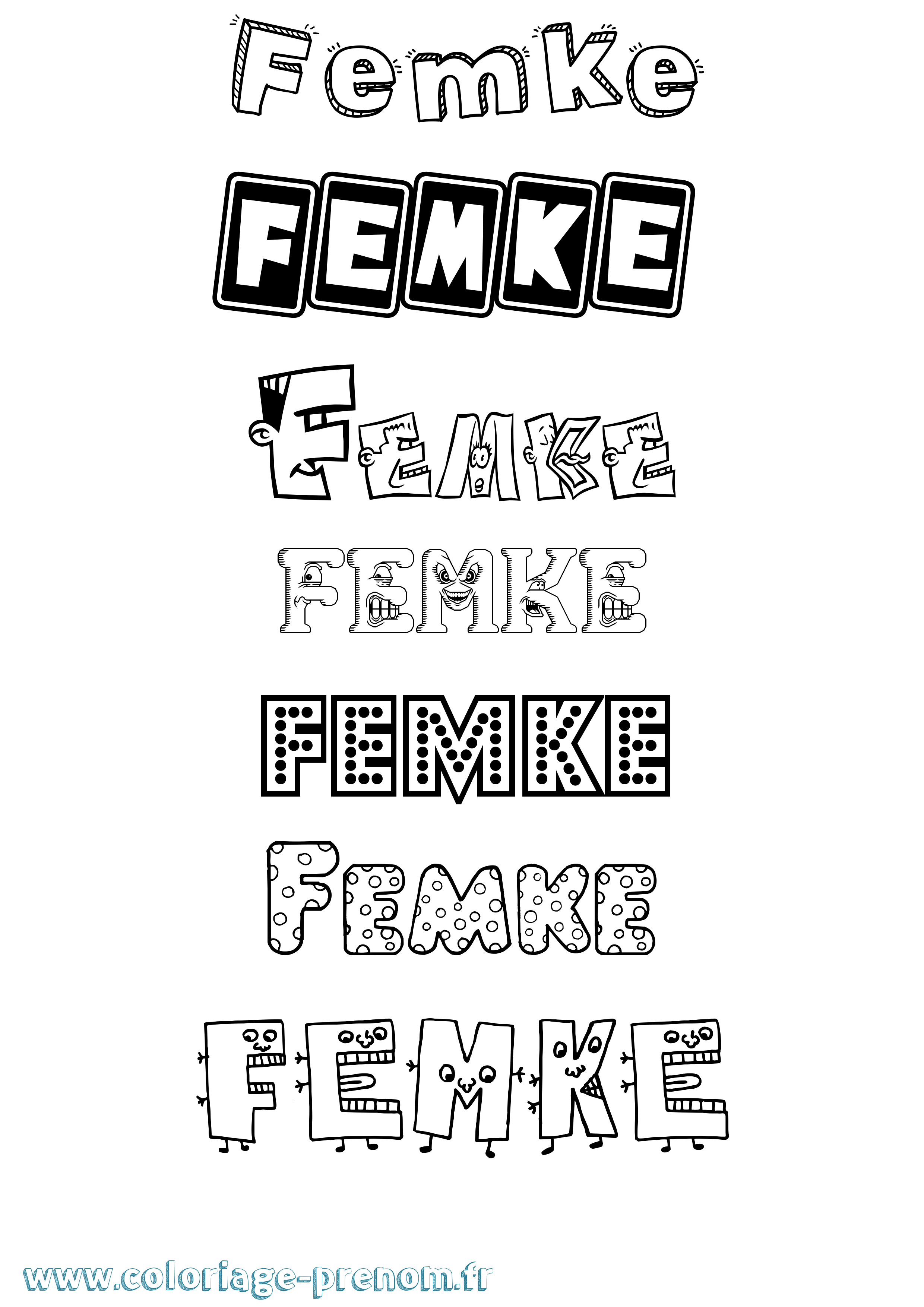Coloriage Femke Fun Coloriage prénom Femke Fun