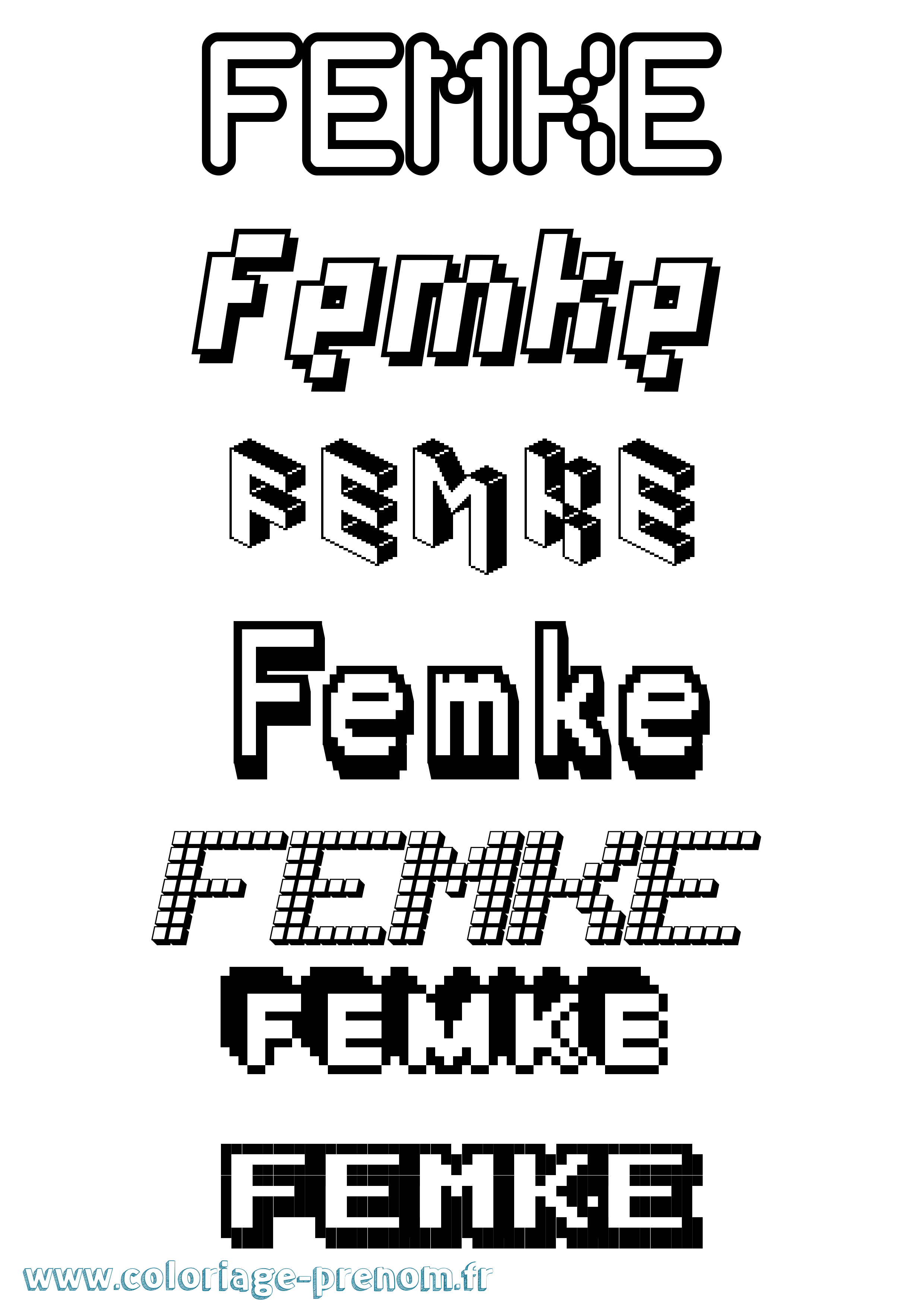 Coloriage Femke Pixel Coloriage prénom Femke Pixel