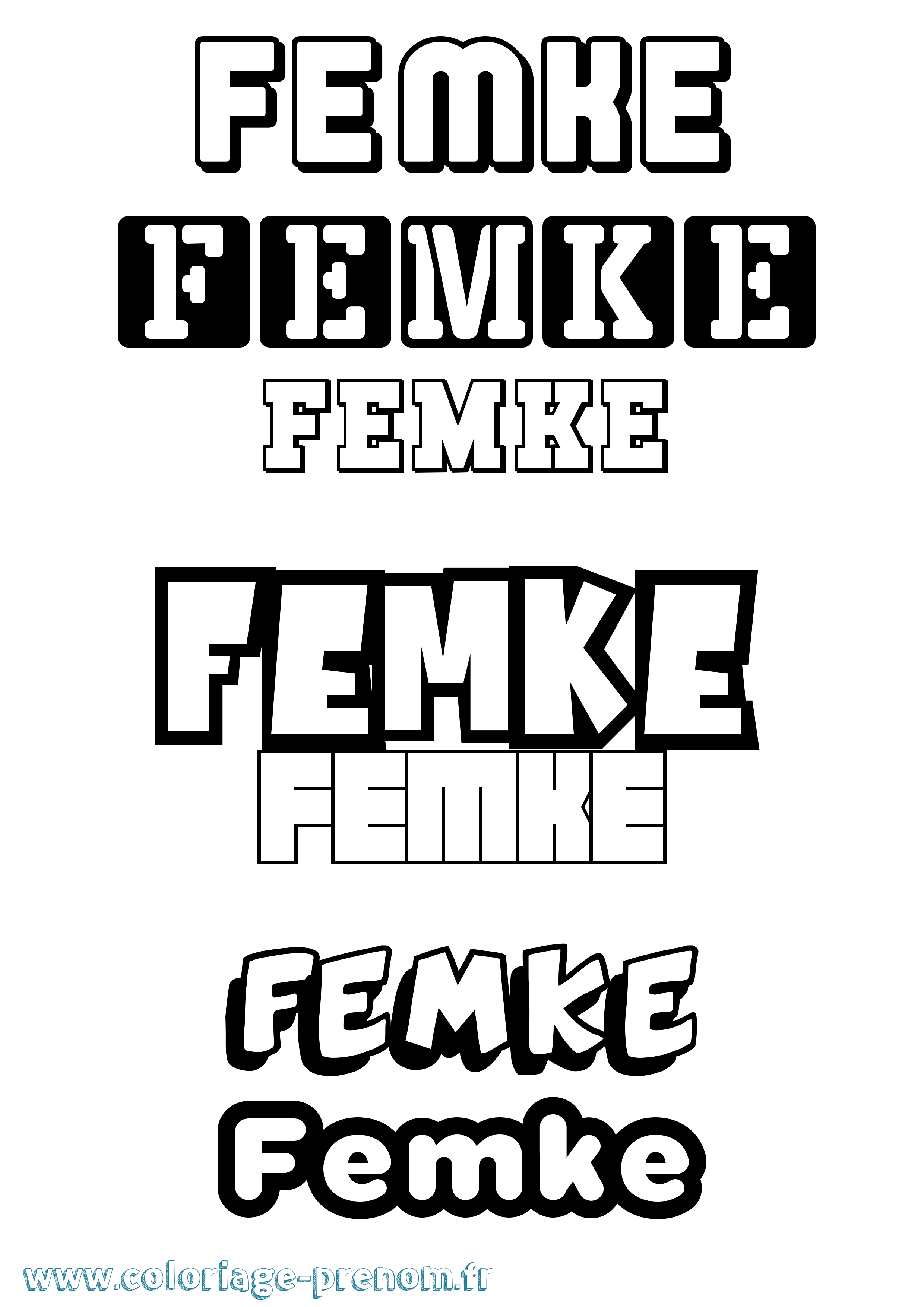 Coloriage Femke Simple Coloriage prénom Femke Simple