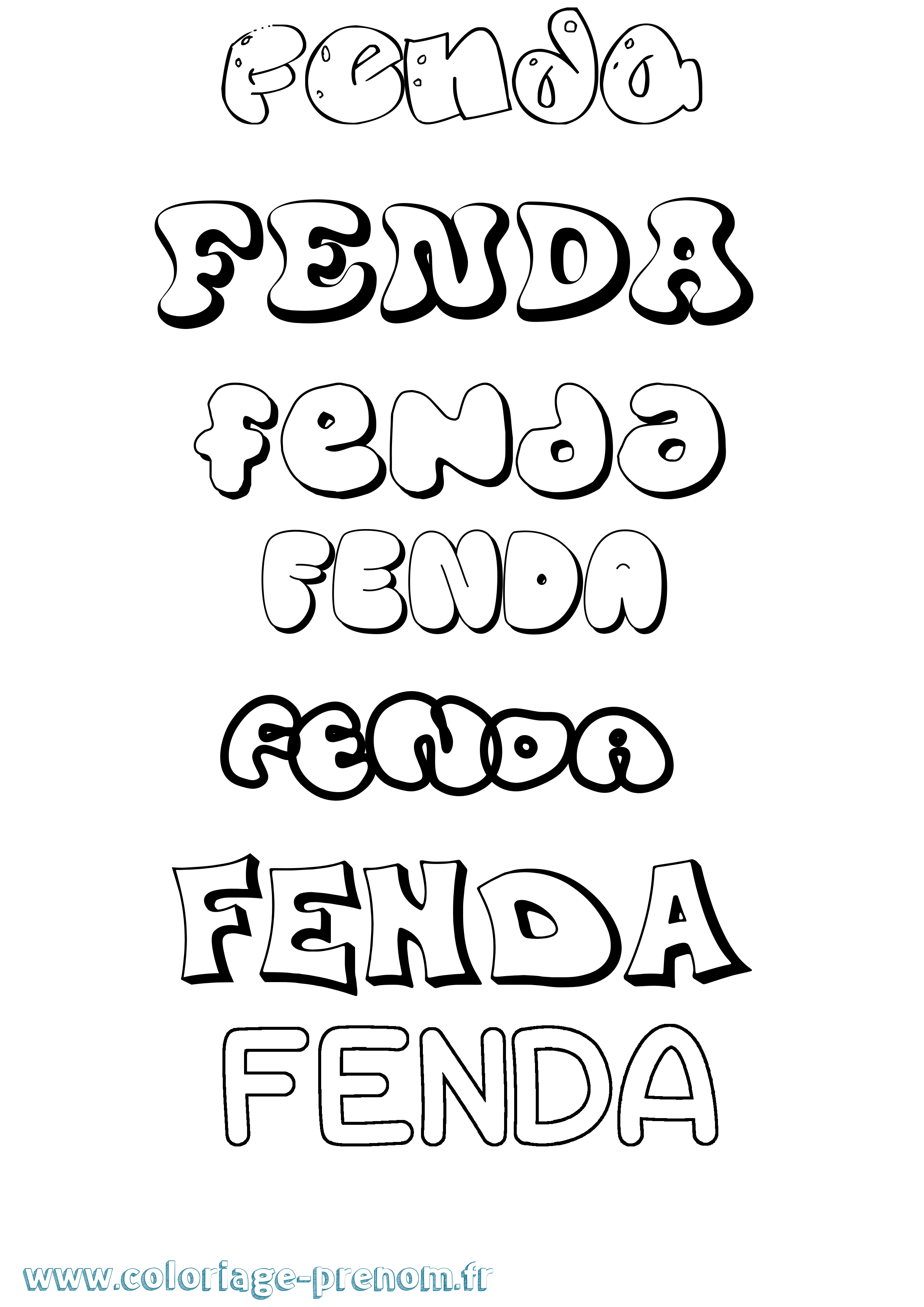 Coloriage Fenda Bubble Coloriage prénom Fenda Bubble