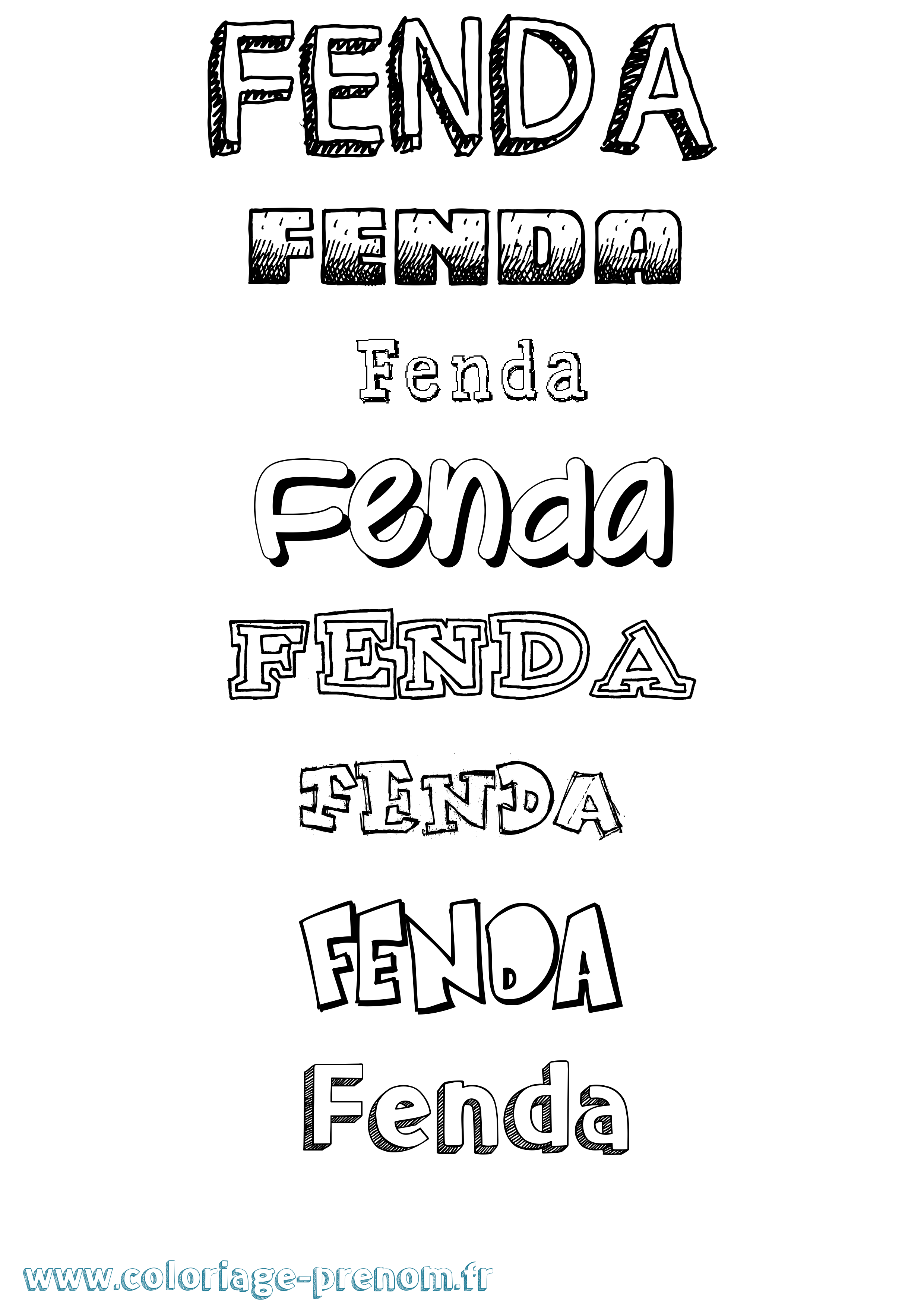 Coloriage Fenda Dessiné Coloriage prénom Fenda Dessiné