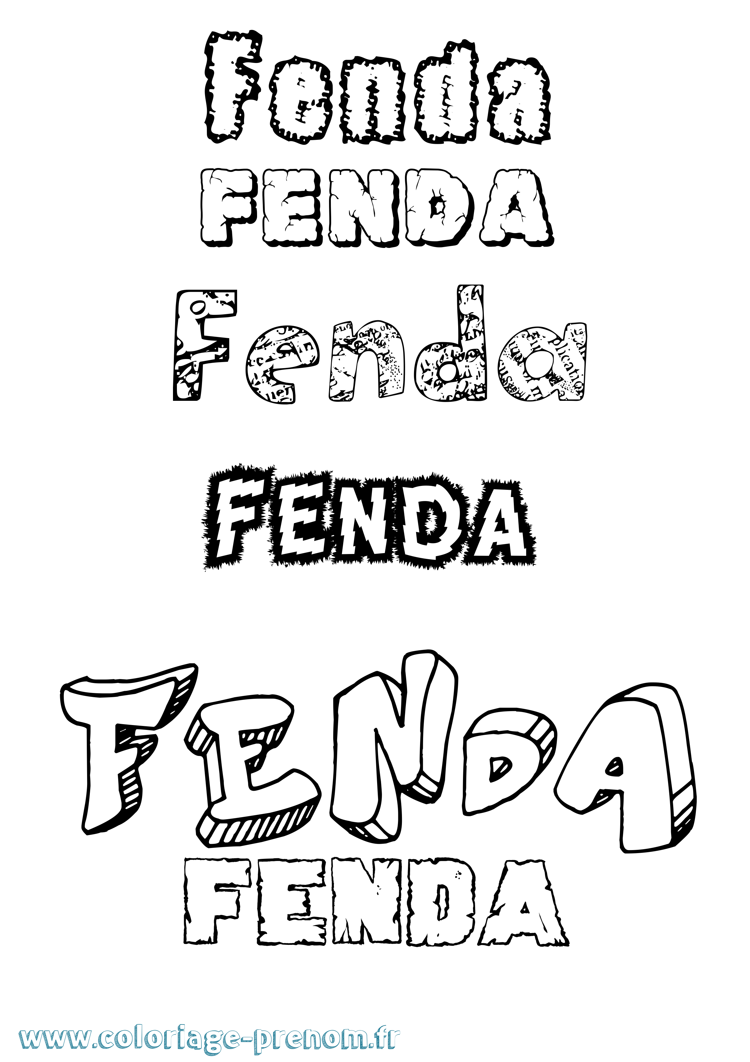 Coloriage Fenda Destructuré Coloriage prénom Fenda Destructuré