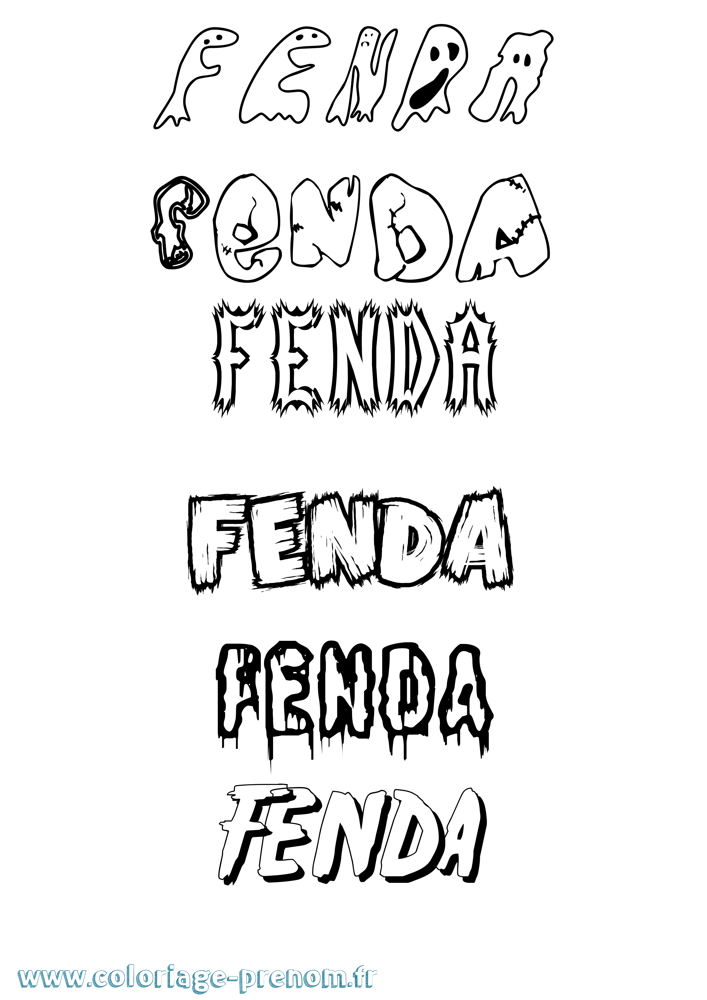 Coloriage Fenda Frisson Coloriage prénom Fenda Frisson