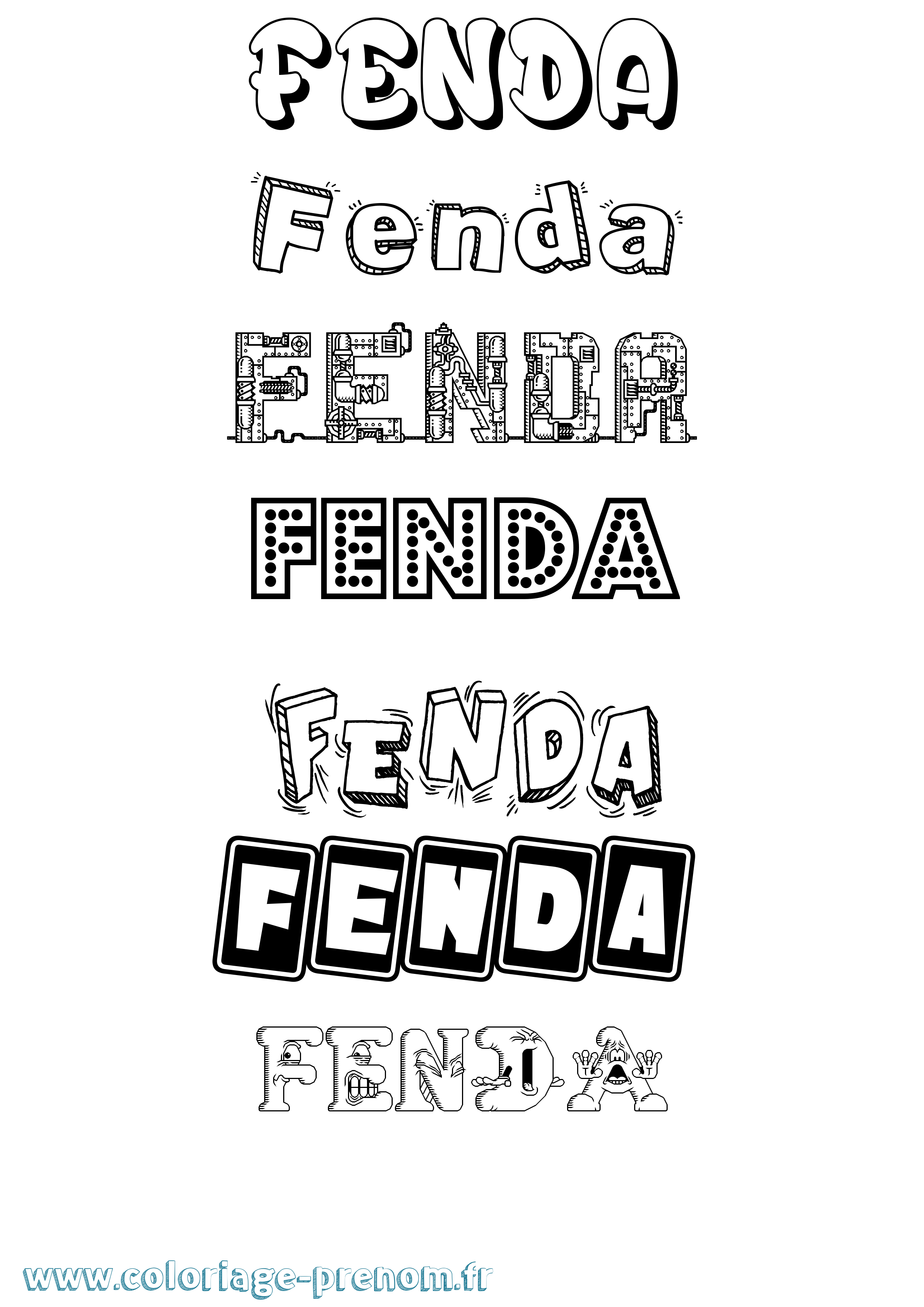 Coloriage Fenda Fun Coloriage prénom Fenda Fun
