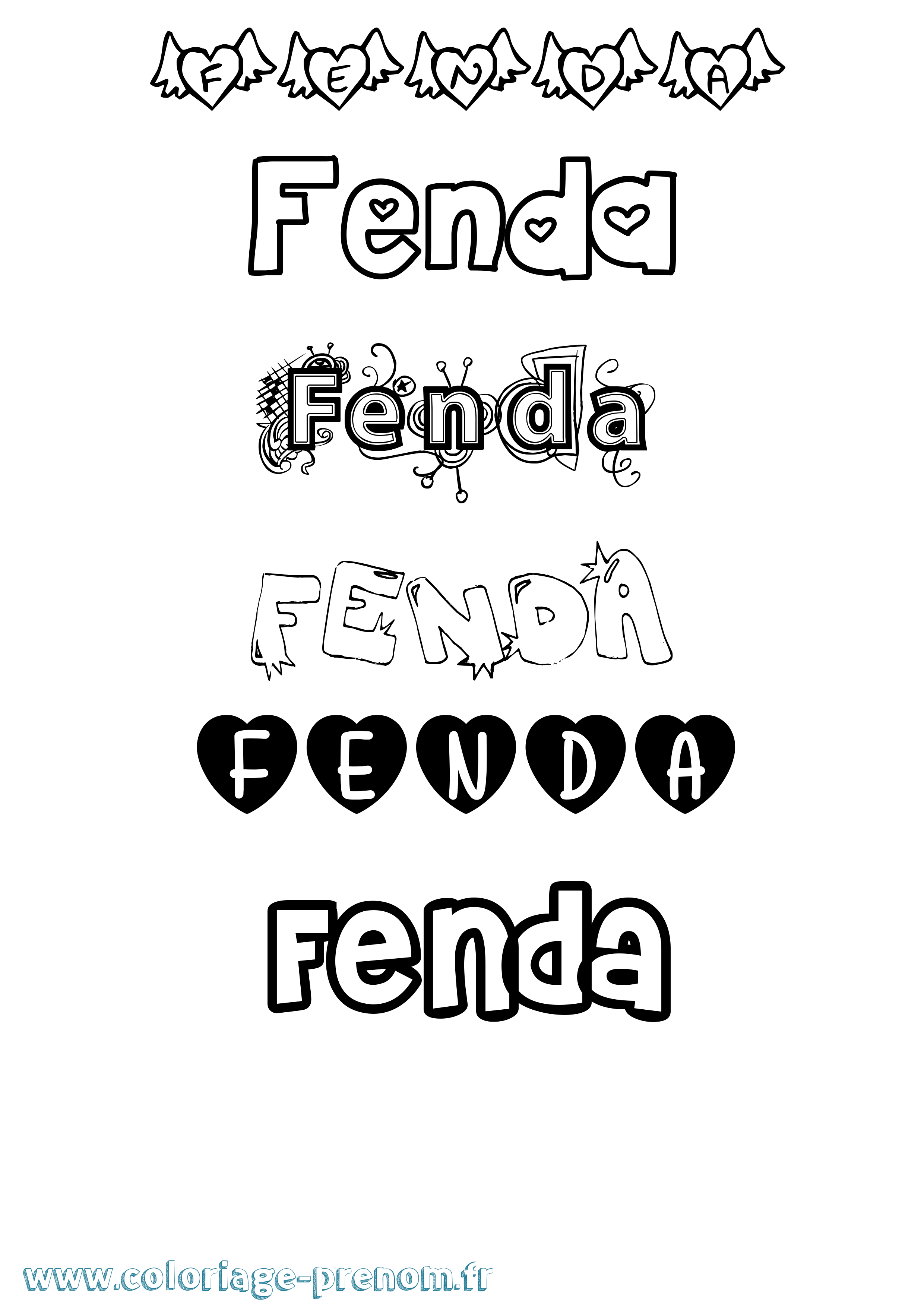 Coloriage Fenda Girly Coloriage prénom Fenda Girly