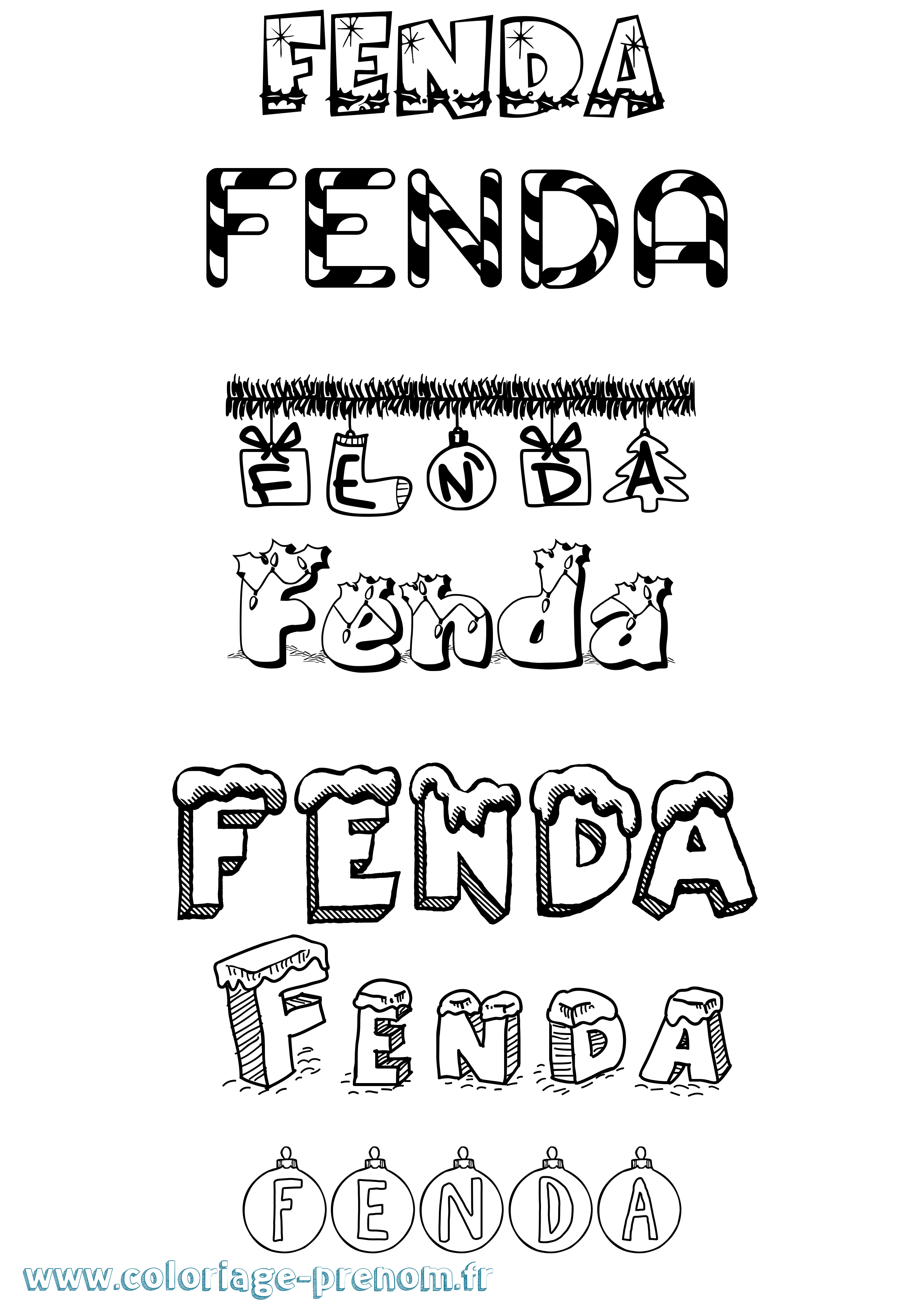 Coloriage Fenda Noël Coloriage prénom Fenda Noël