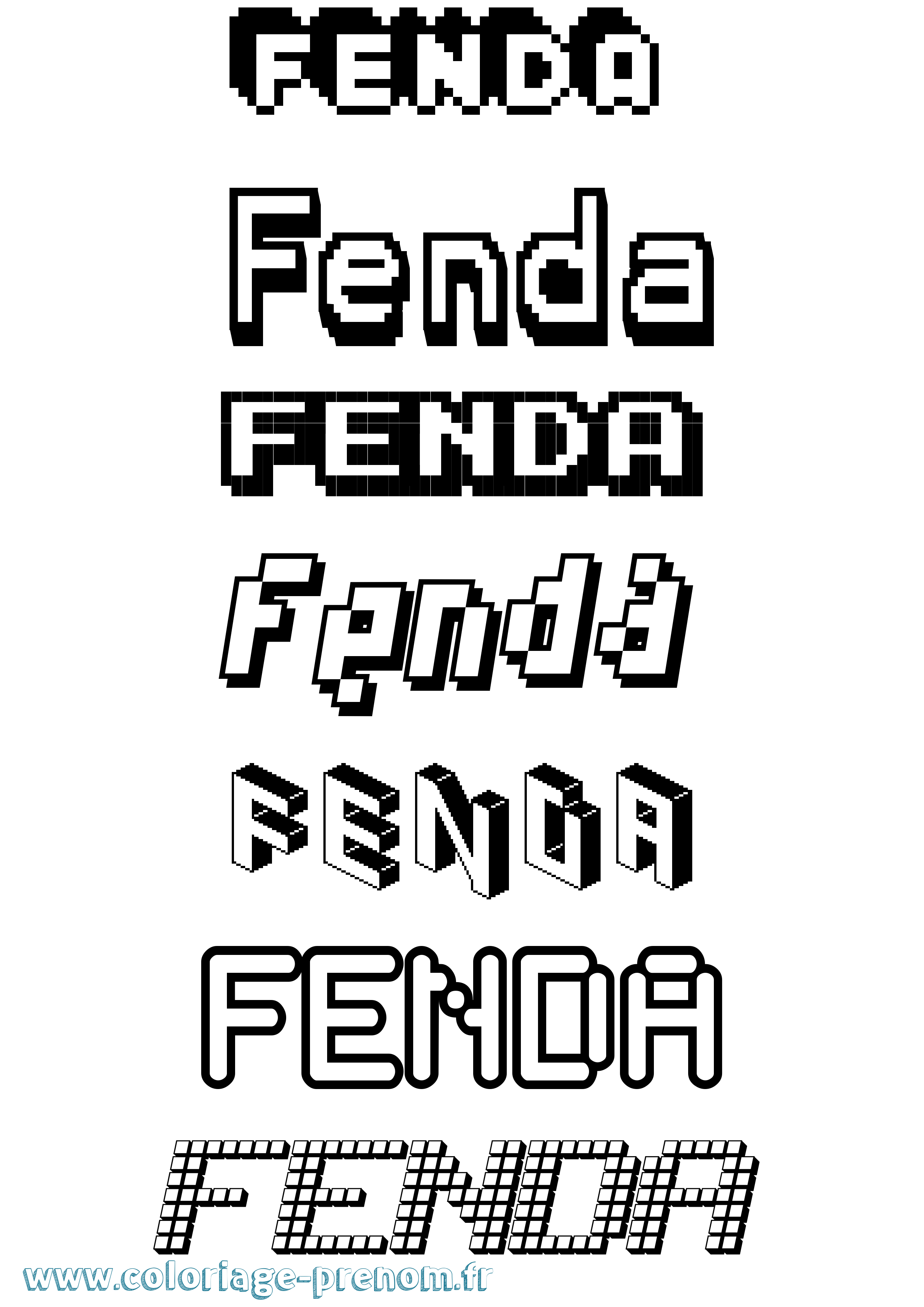 Coloriage Fenda Pixel Coloriage prénom Fenda Pixel