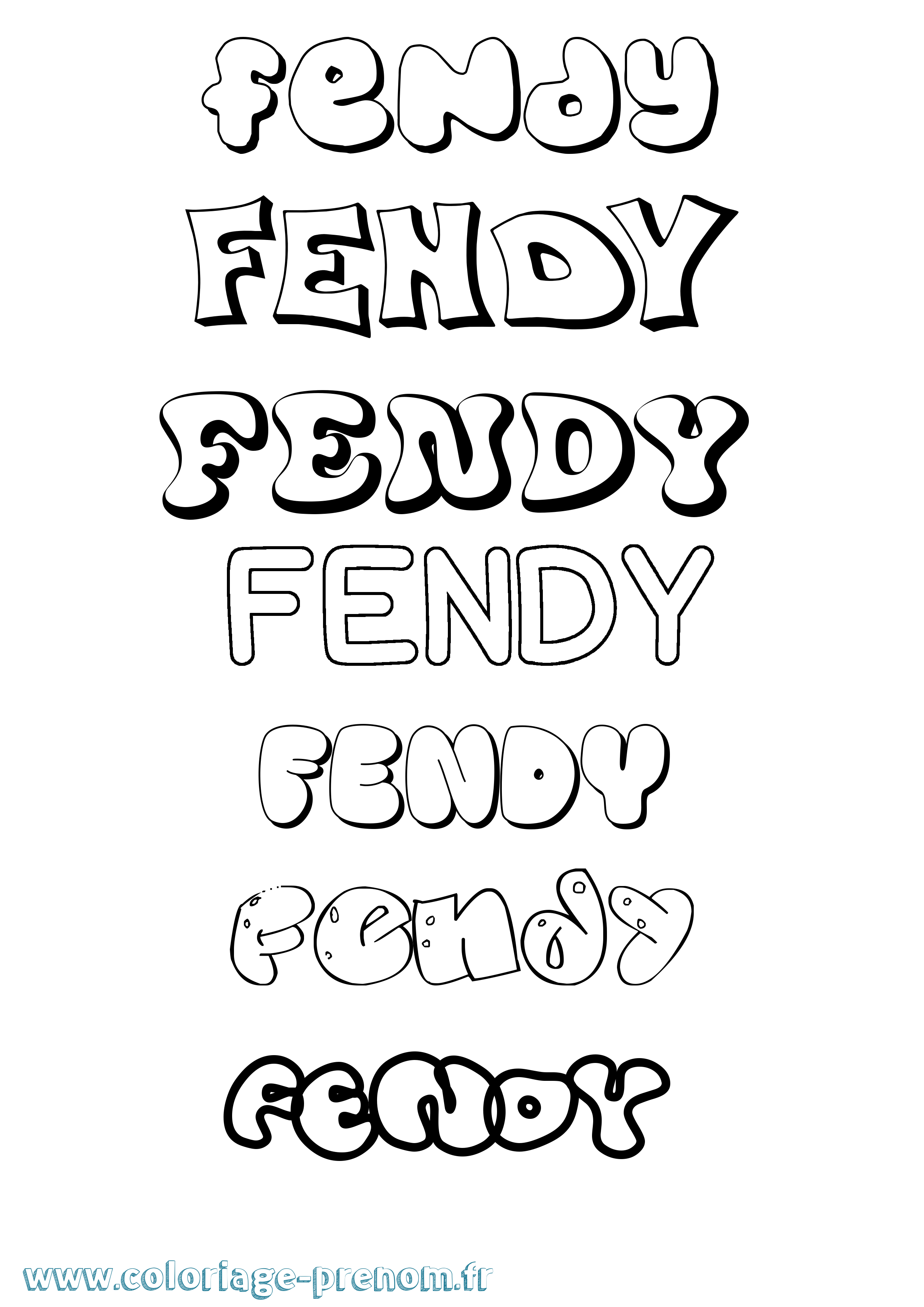 Coloriage Fendy Bubble Coloriage prénom Fendy Bubble