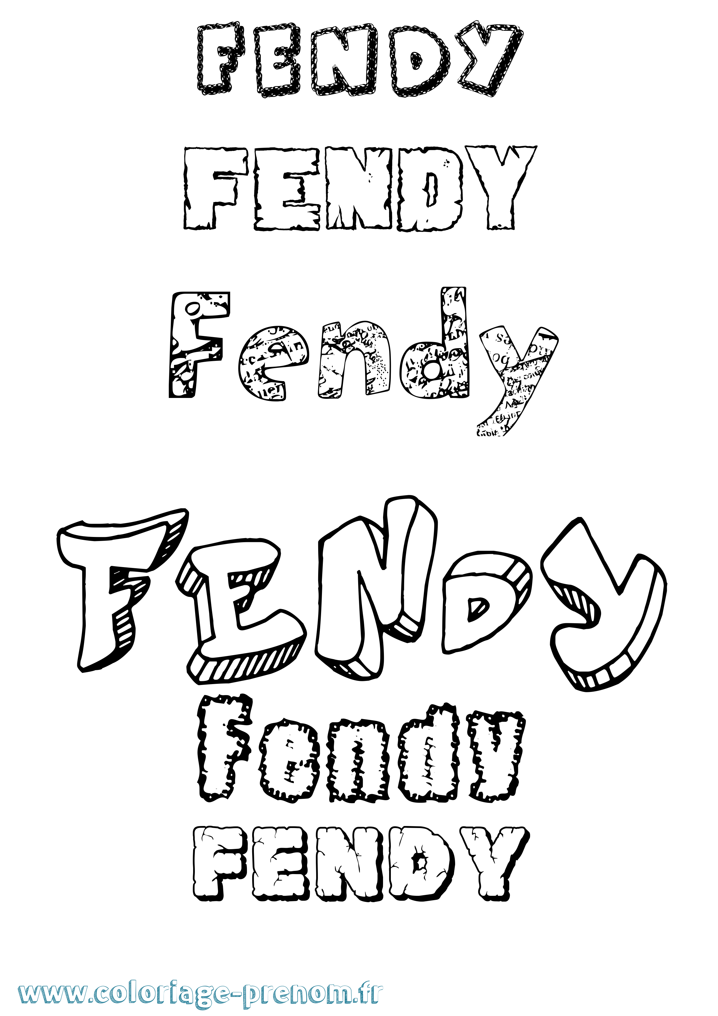 Coloriage Fendy Destructuré Coloriage prénom Fendy Destructuré