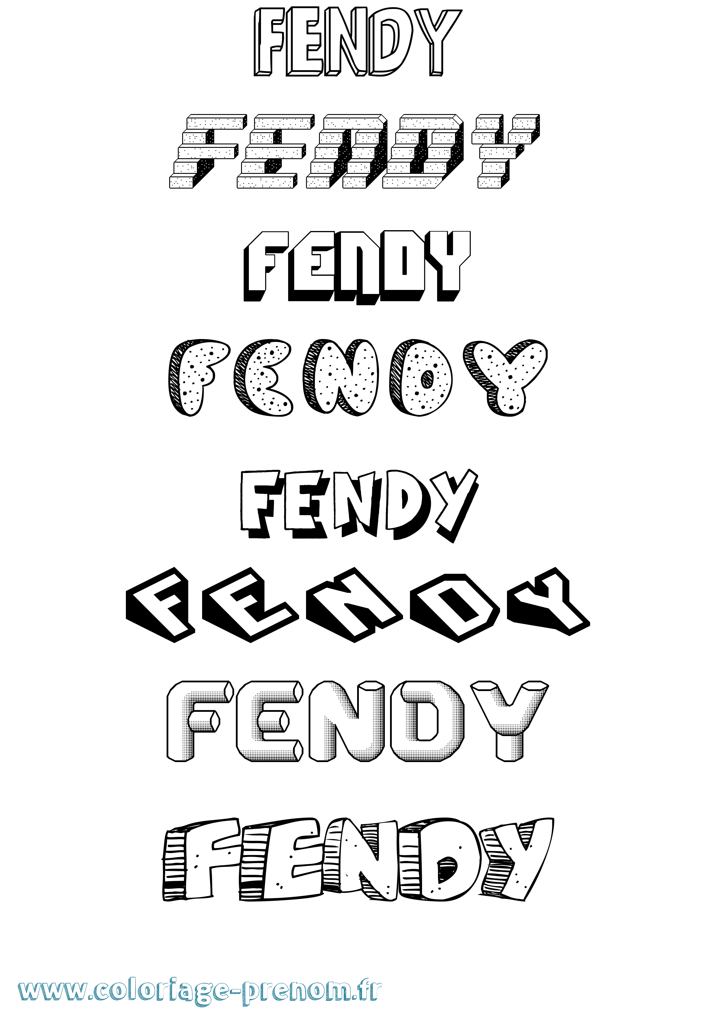 Coloriage Fendy Effet 3D Coloriage prénom Fendy Effet 3D