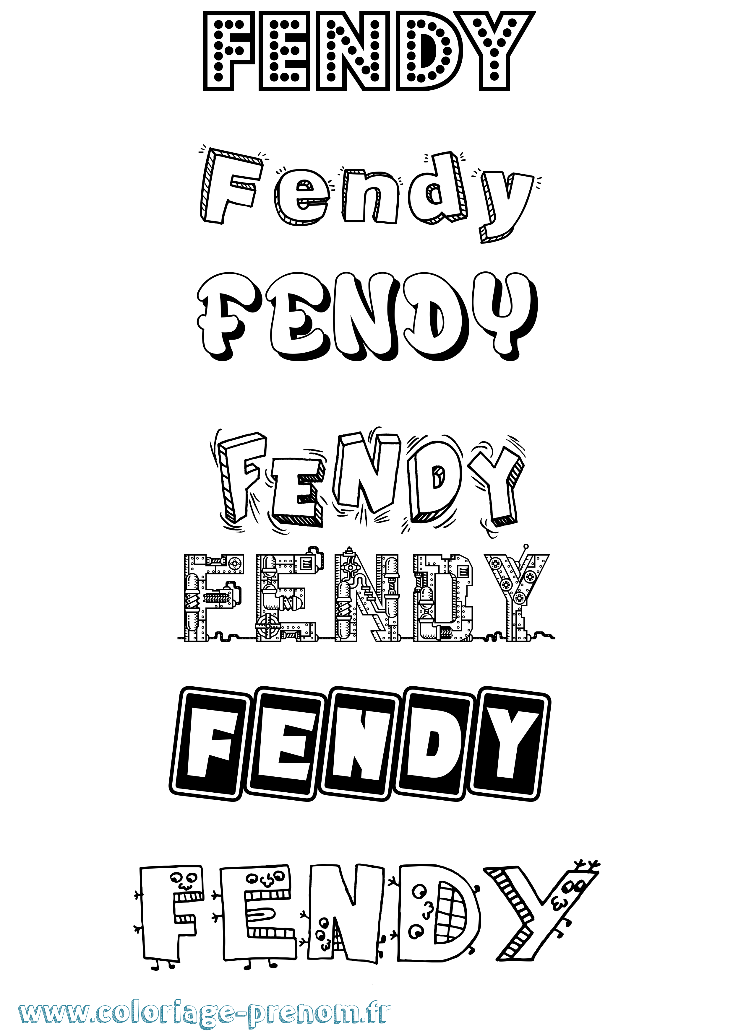 Coloriage Fendy Fun Coloriage prénom Fendy Fun