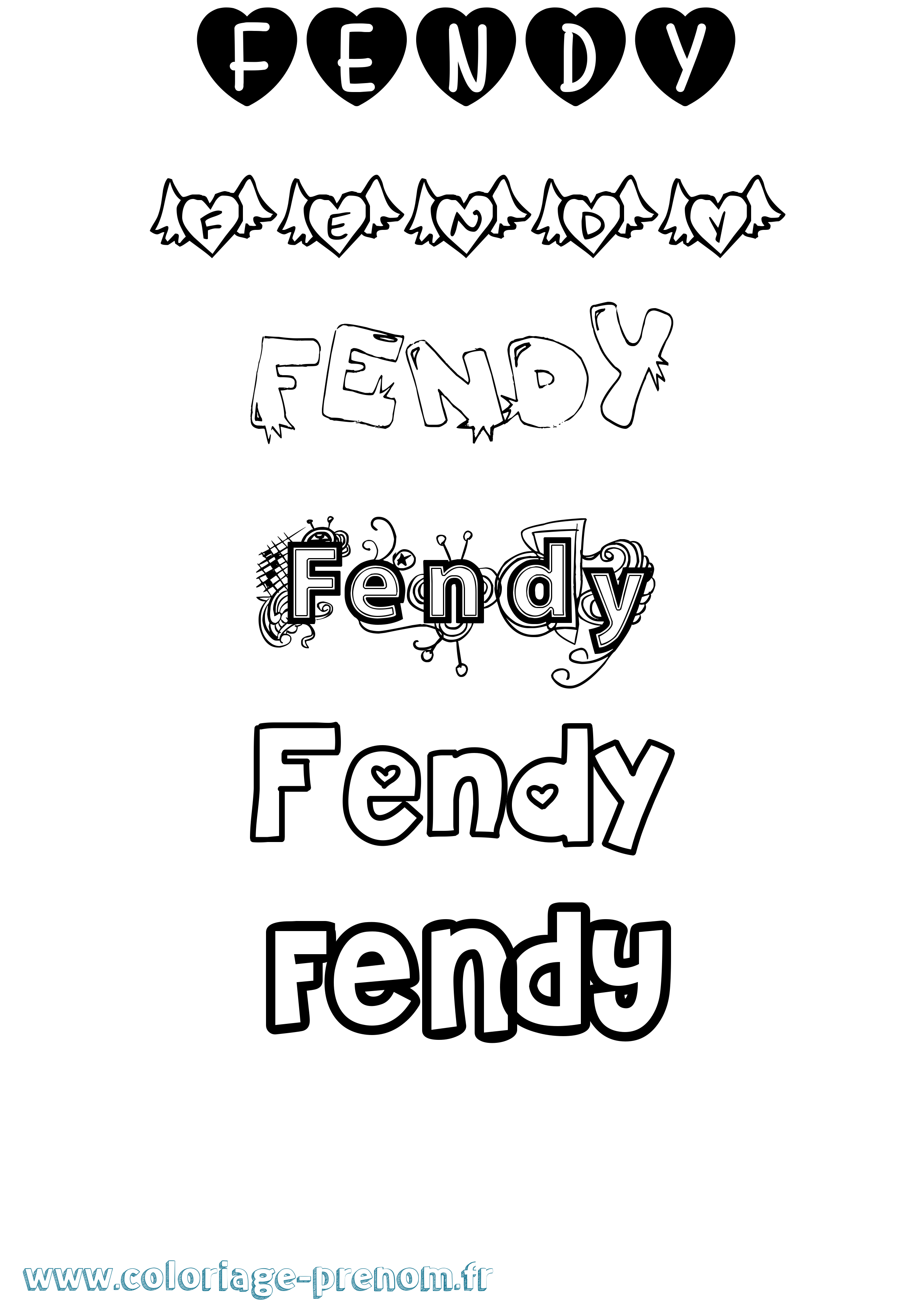 Coloriage Fendy Girly Coloriage prénom Fendy Girly
