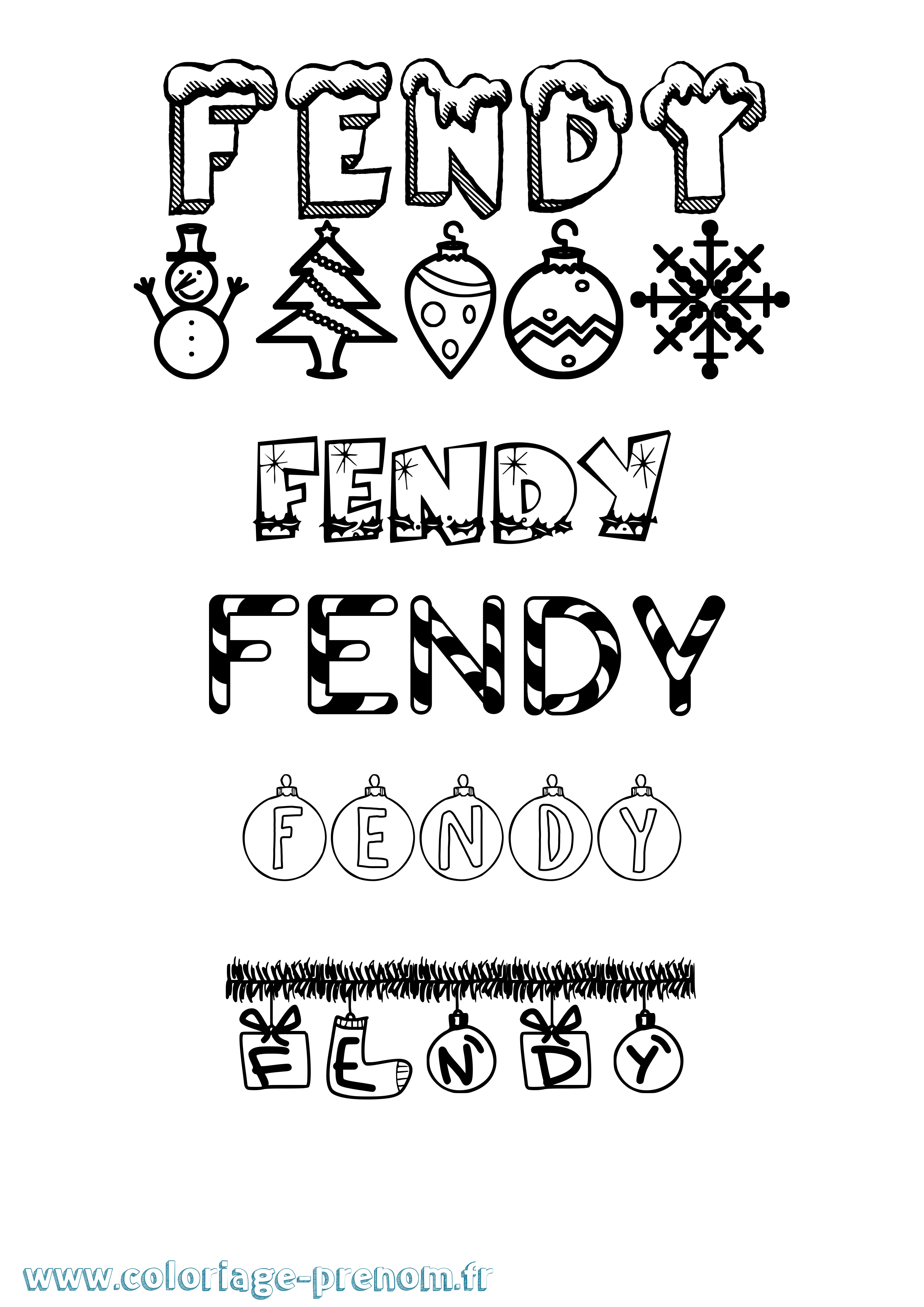 Coloriage Fendy Noël Coloriage prénom Fendy Noël