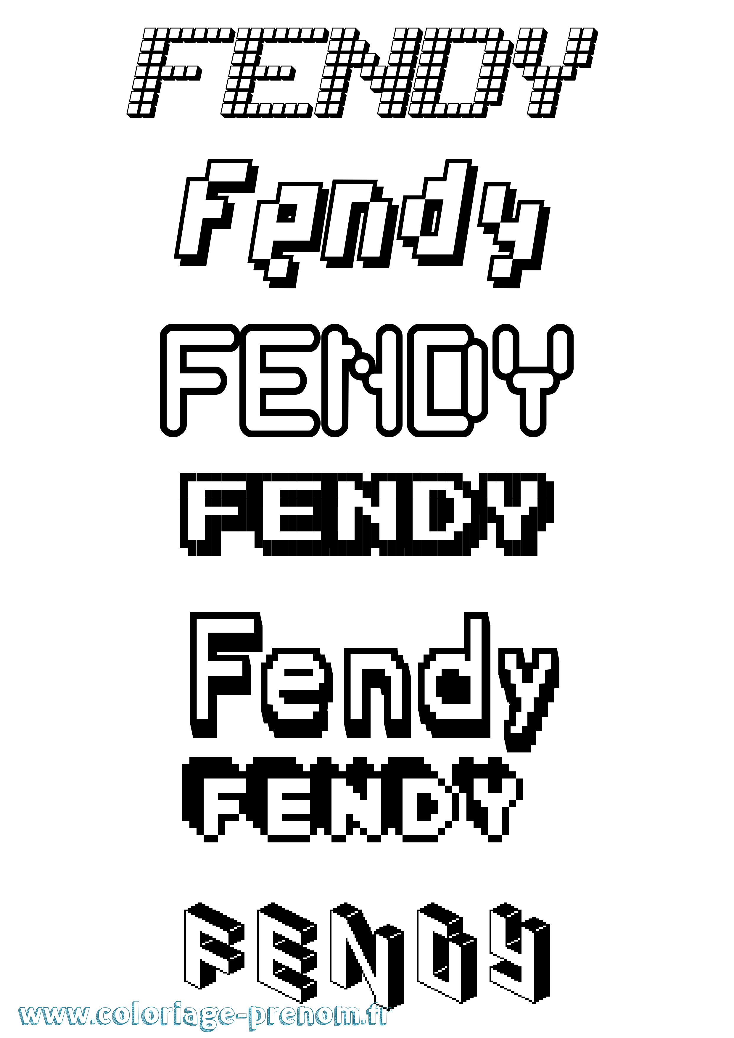 Coloriage Fendy Pixel Coloriage prénom Fendy Pixel