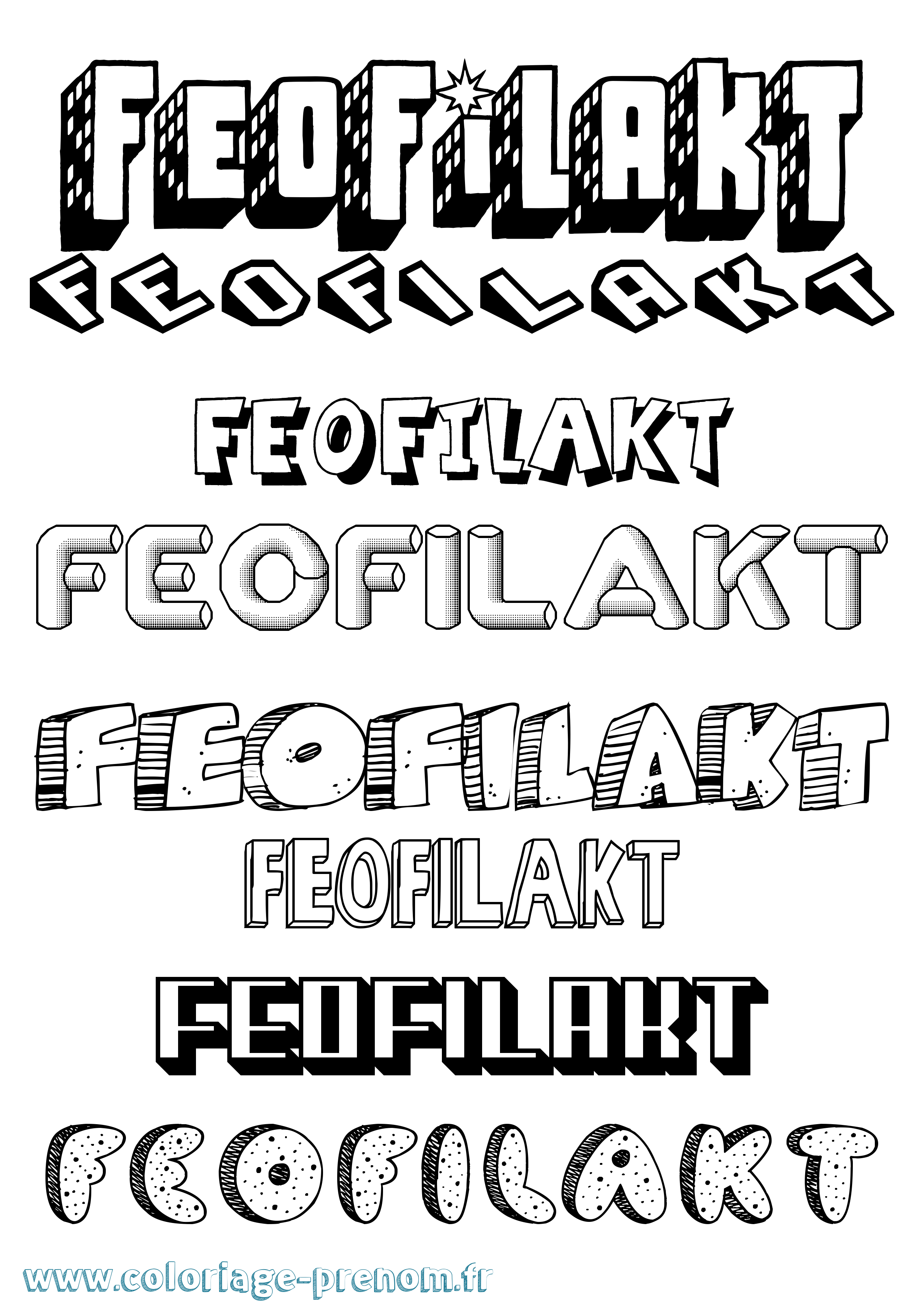 Coloriage Feofilakt Effet 3D Coloriage prénom Feofilakt Effet 3D