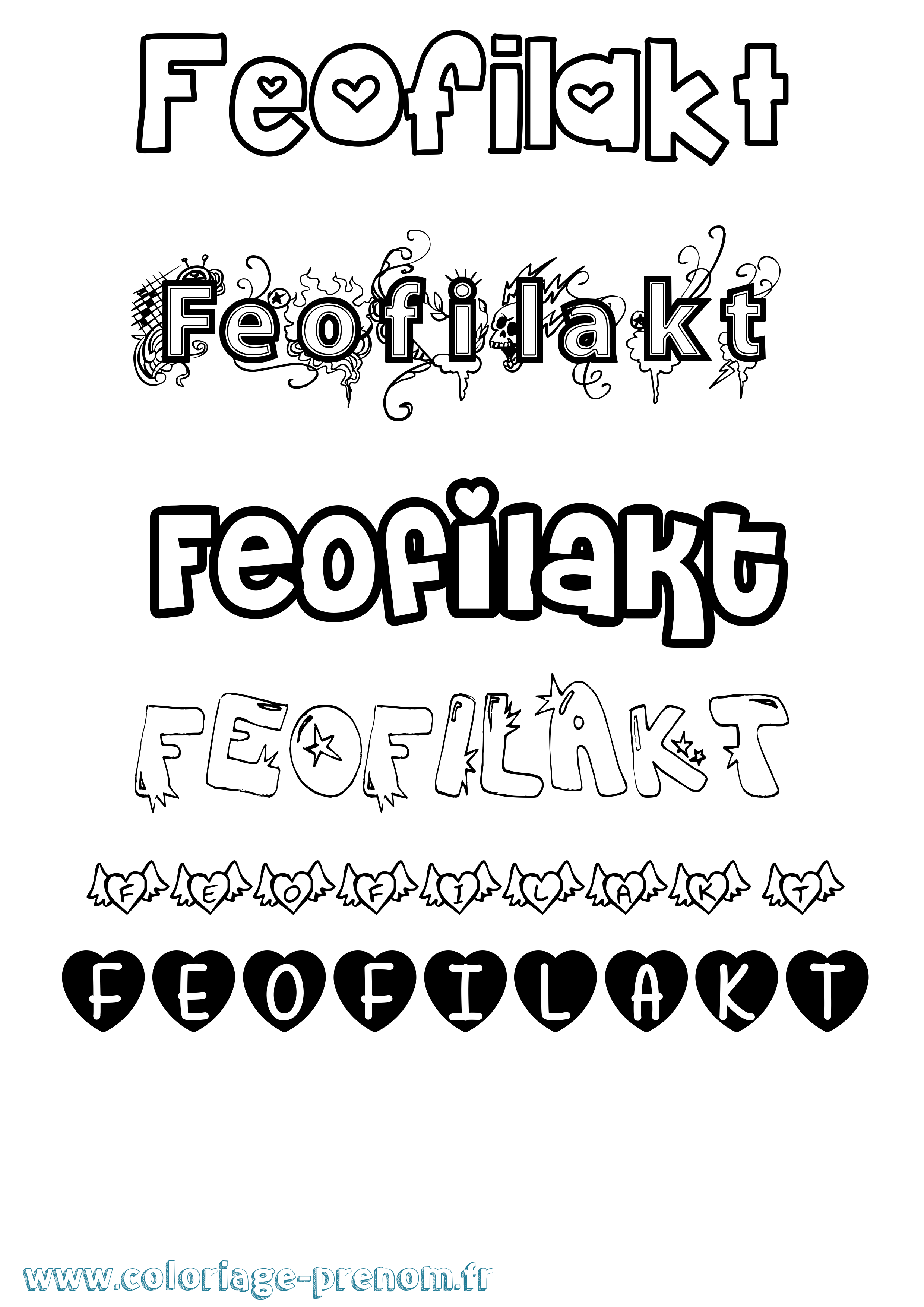 Coloriage Feofilakt Girly Coloriage prénom Feofilakt Girly