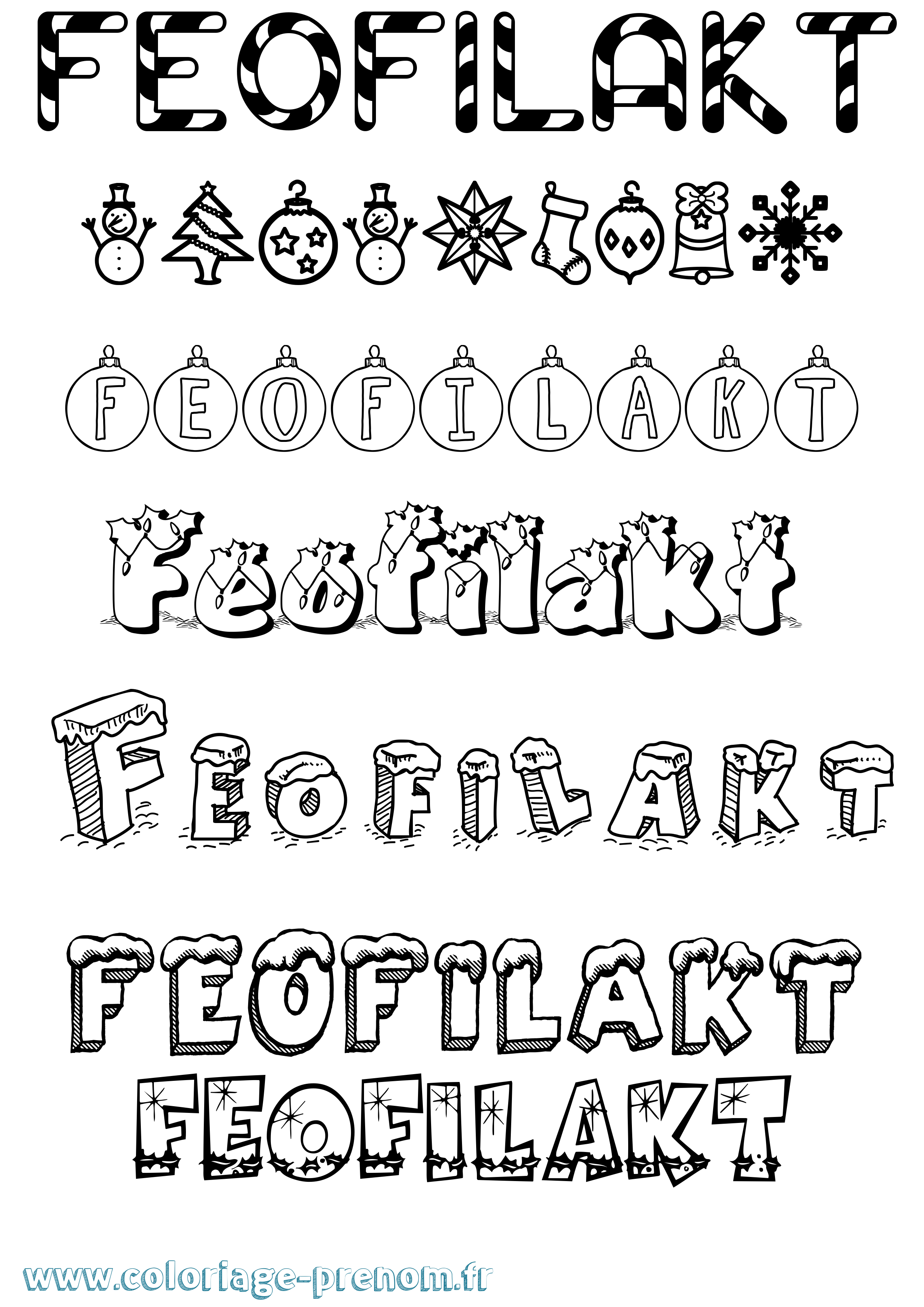 Coloriage Feofilakt Noël Coloriage prénom Feofilakt Noël