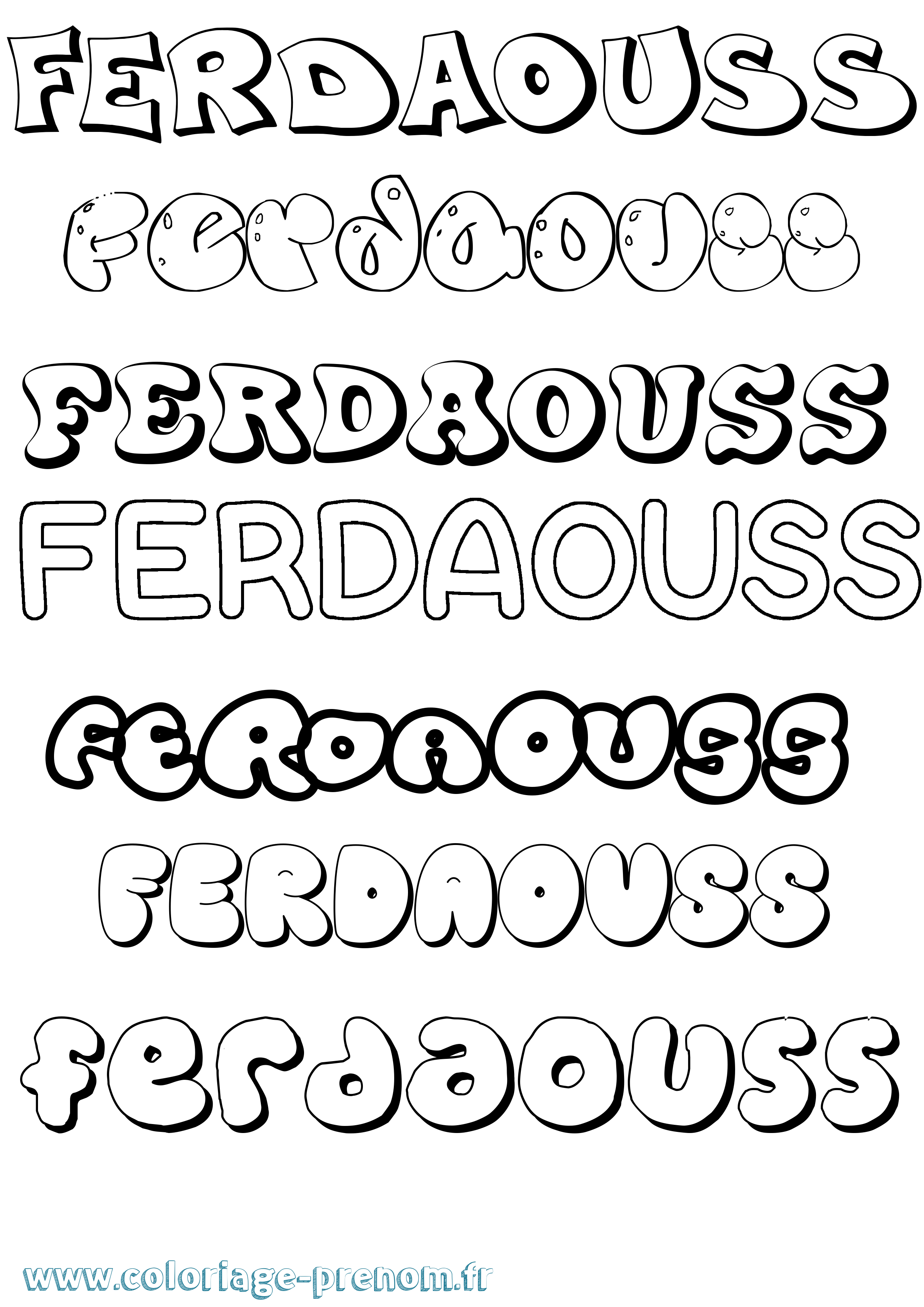 Coloriage Ferdaouss Bubble Coloriage prénom Ferdaouss Bubble