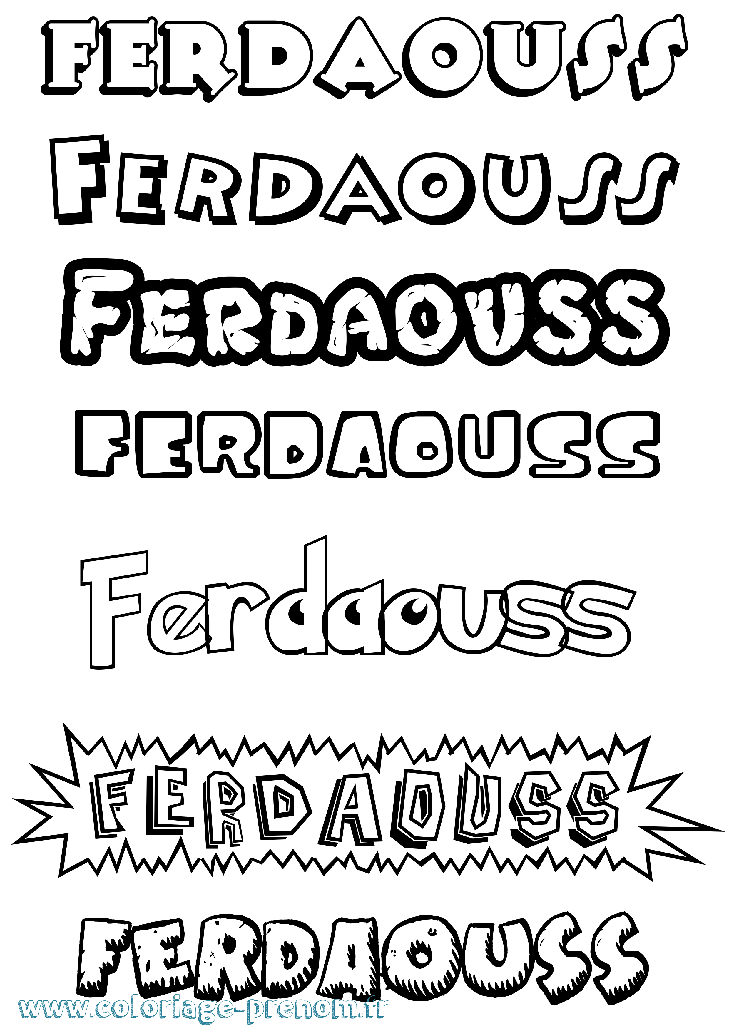 Coloriage Ferdaouss Dessin Animé Coloriage prénom Ferdaouss Dessin Animé