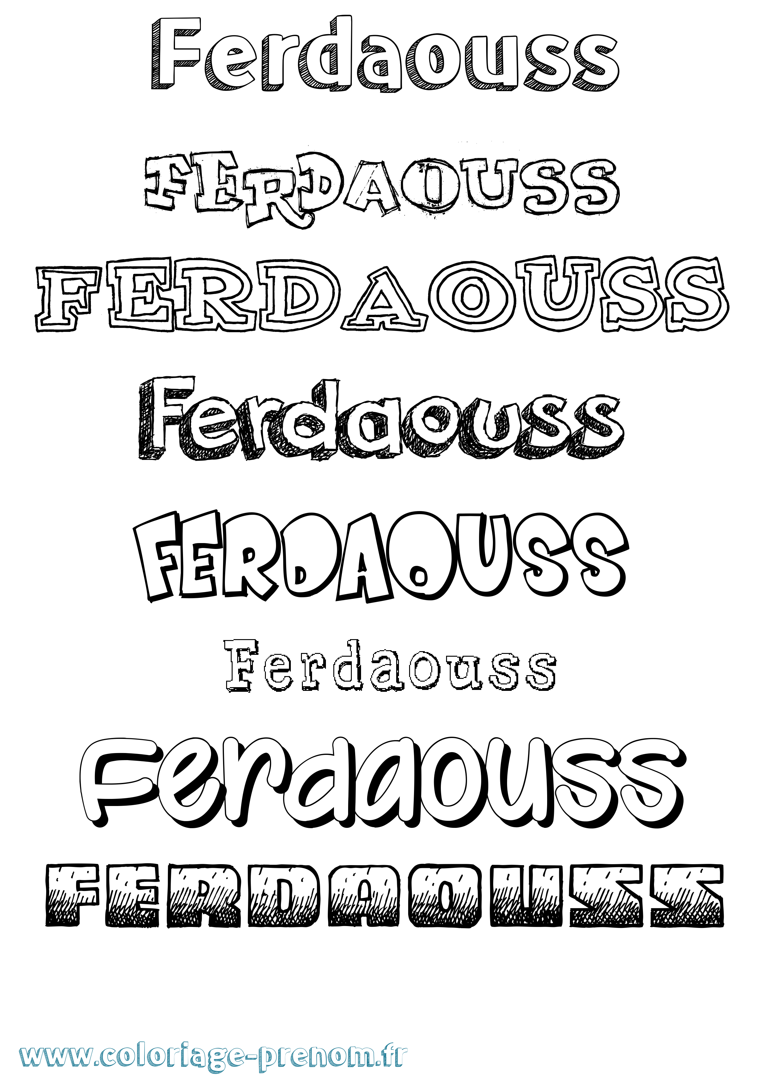 Coloriage Ferdaouss Dessiné Coloriage prénom Ferdaouss Dessiné
