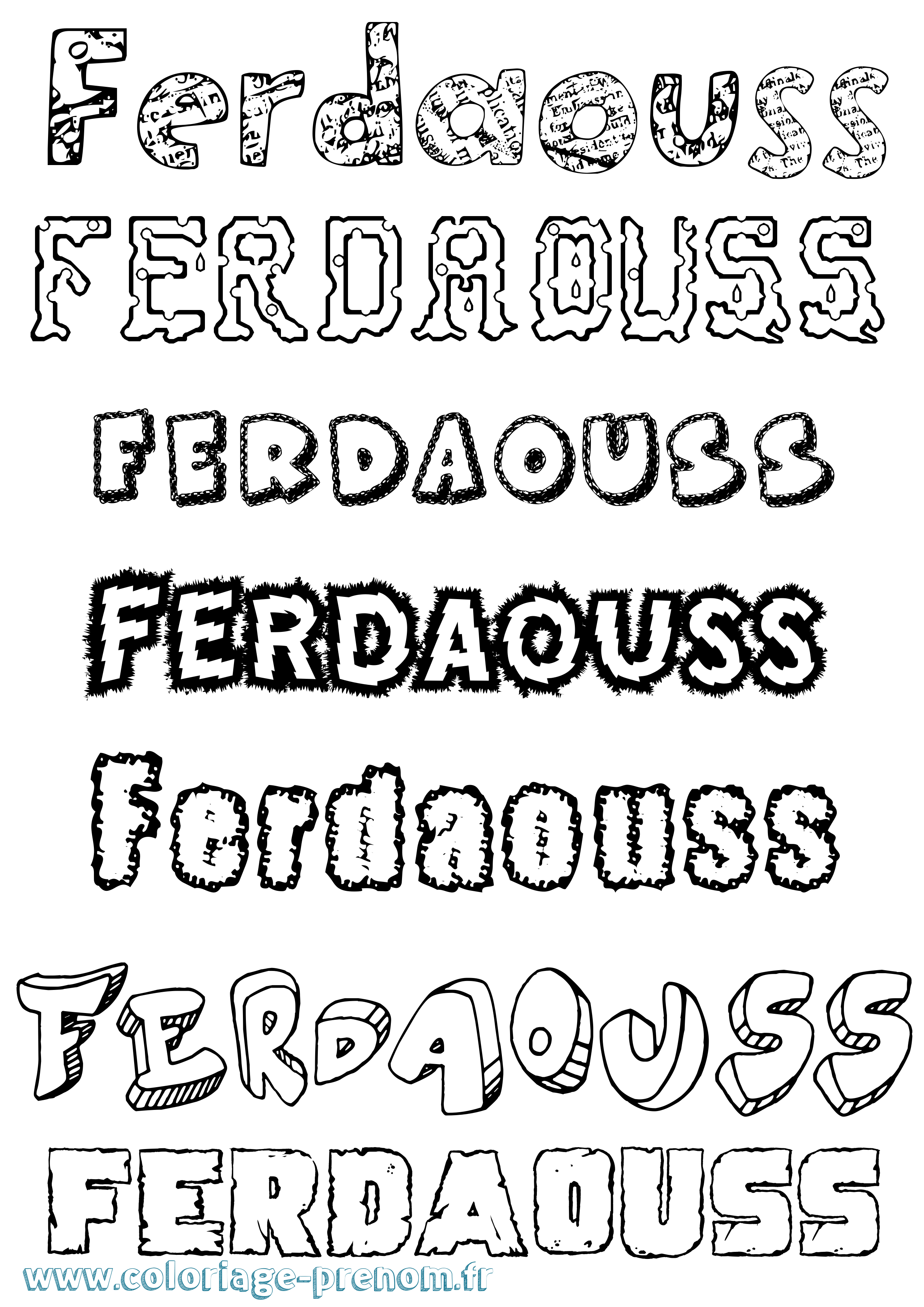 Coloriage Ferdaouss Destructuré Coloriage prénom Ferdaouss Destructuré