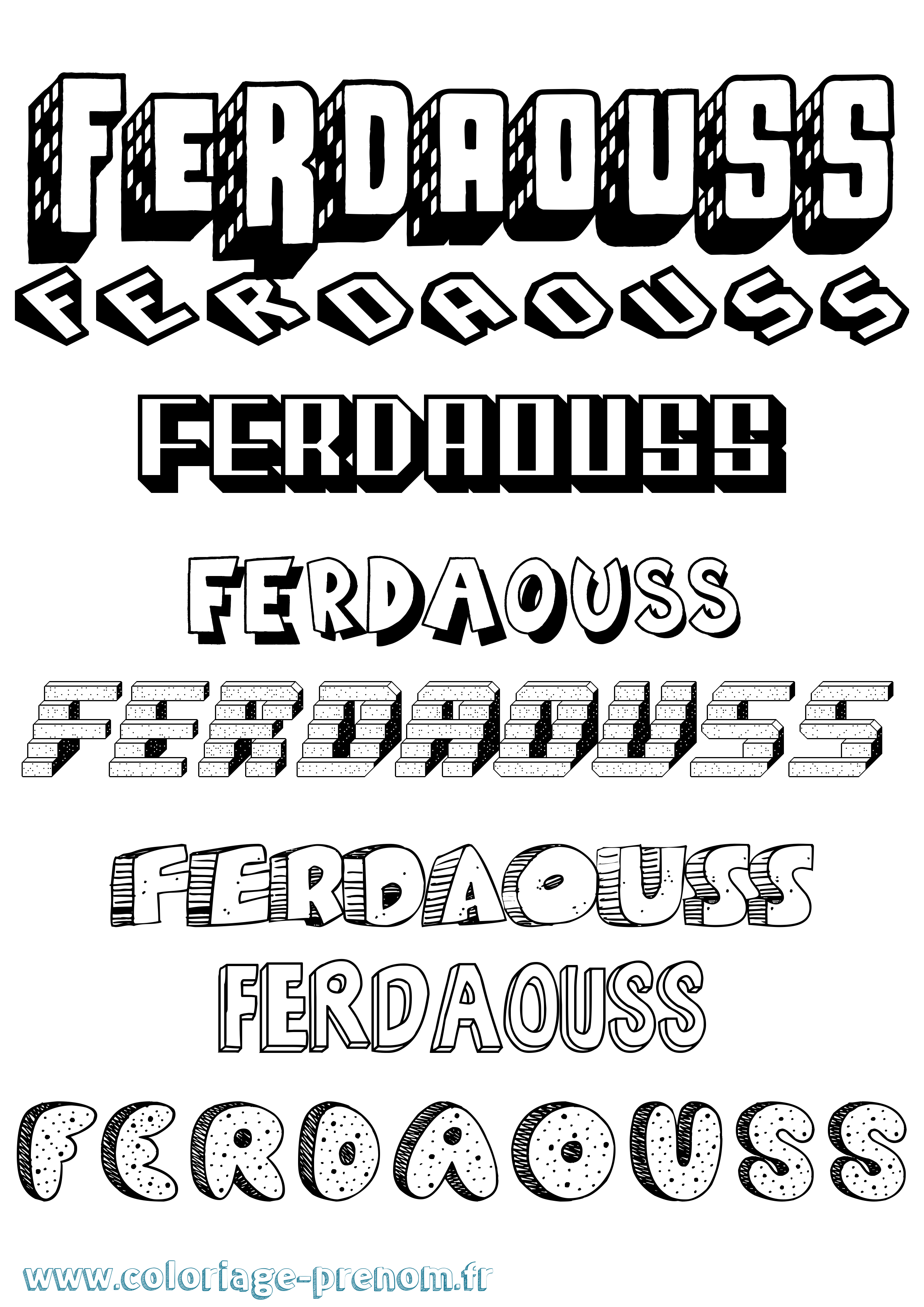 Coloriage Ferdaouss Effet 3D Coloriage prénom Ferdaouss Effet 3D