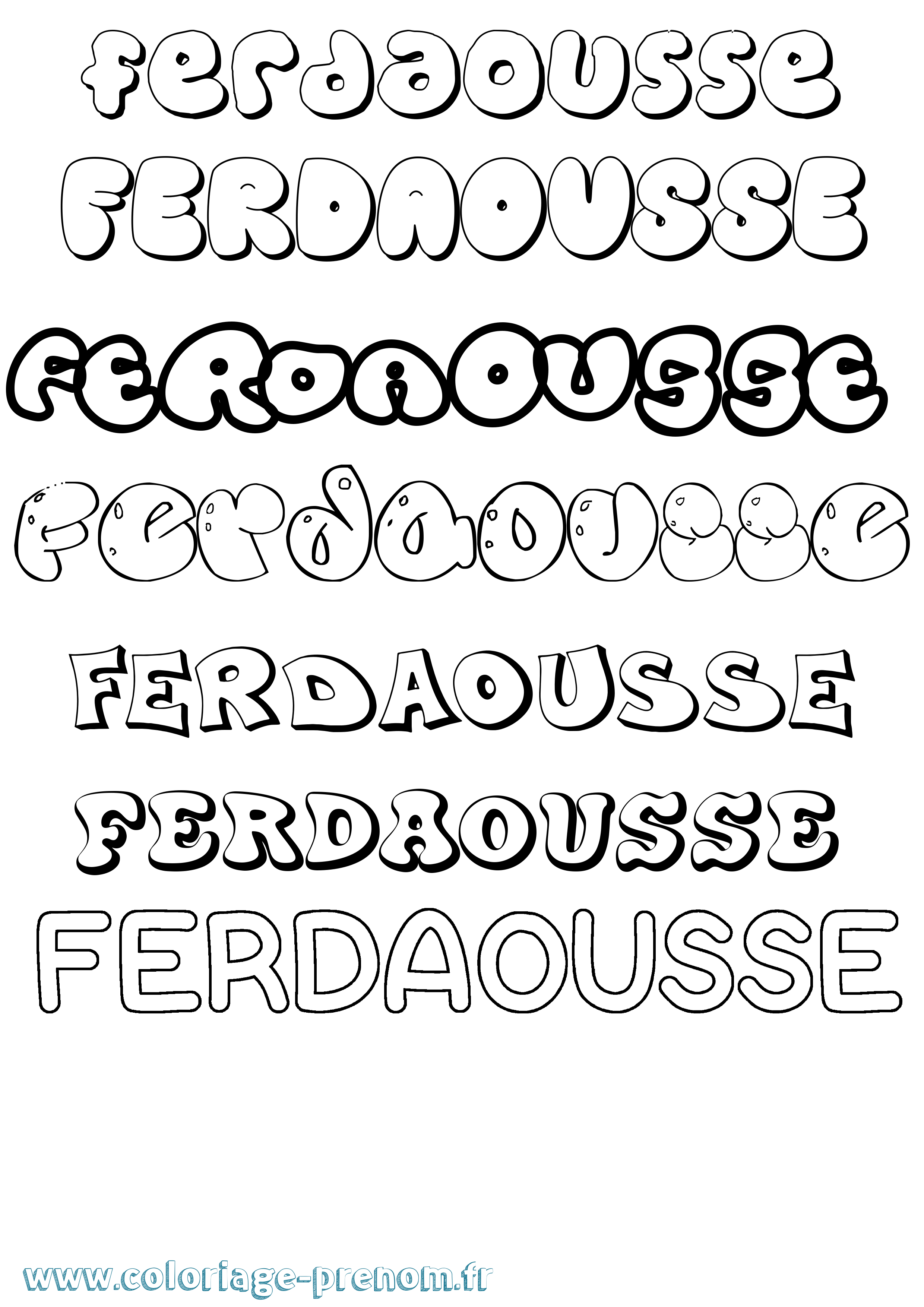 Coloriage Ferdaousse Bubble Coloriage prénom Ferdaousse Bubble
