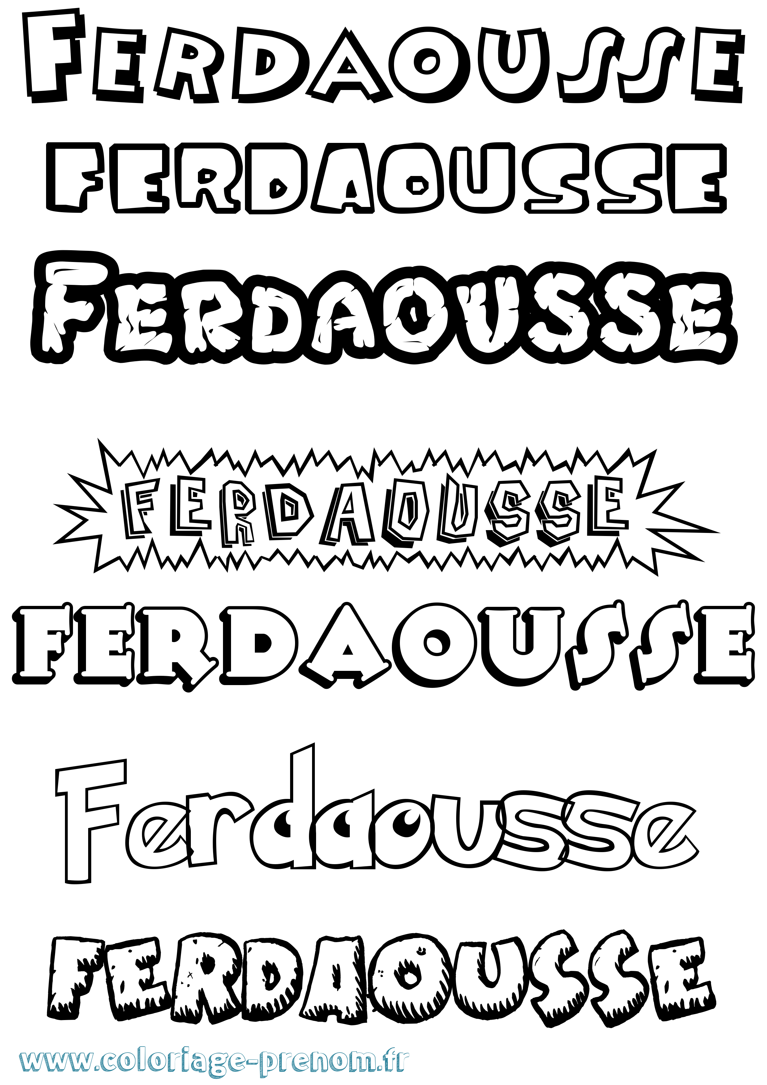 Coloriage Ferdaousse Dessin Animé Coloriage prénom Ferdaousse Dessin Animé