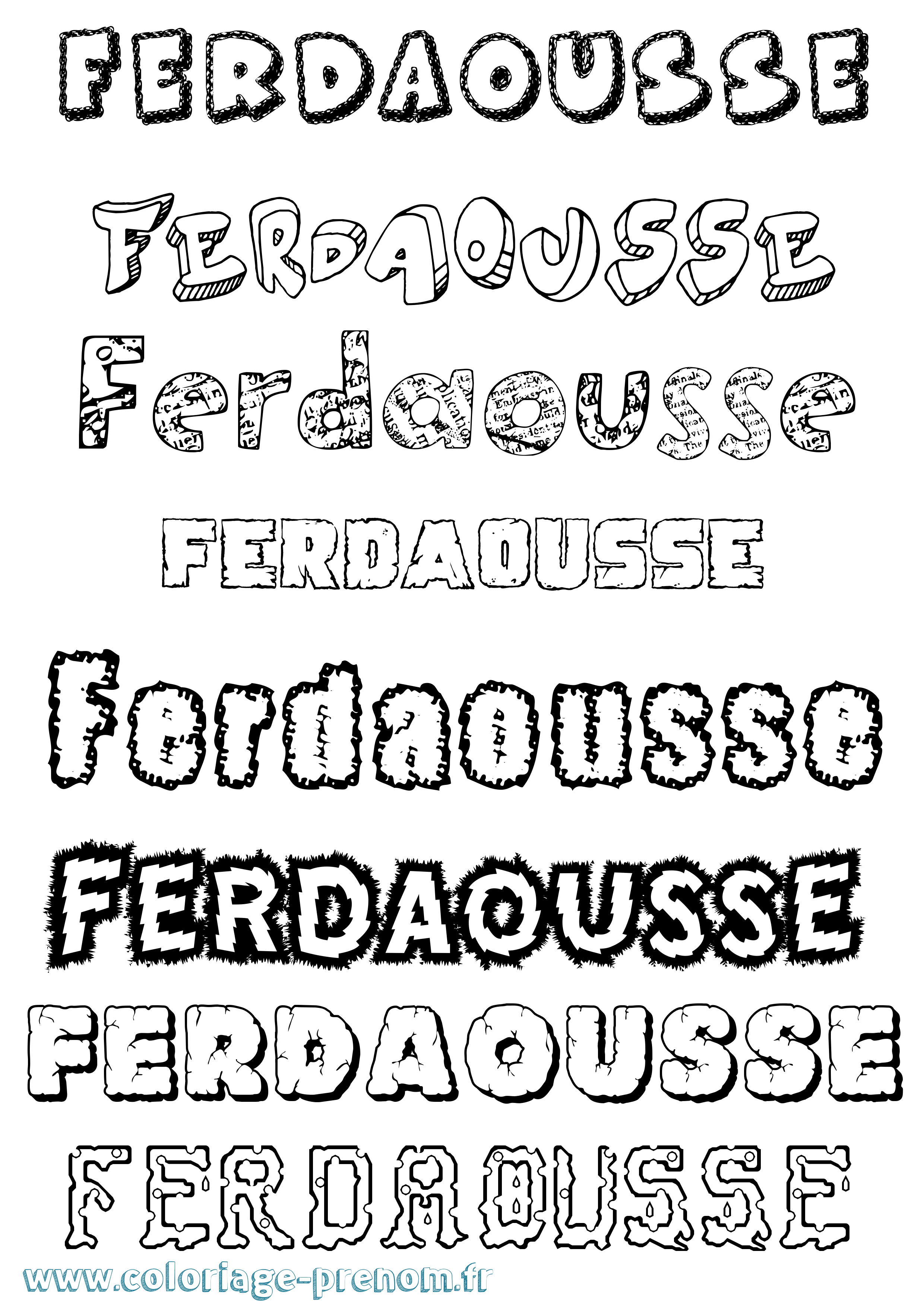 Coloriage Ferdaousse Destructuré Coloriage prénom Ferdaousse Destructuré