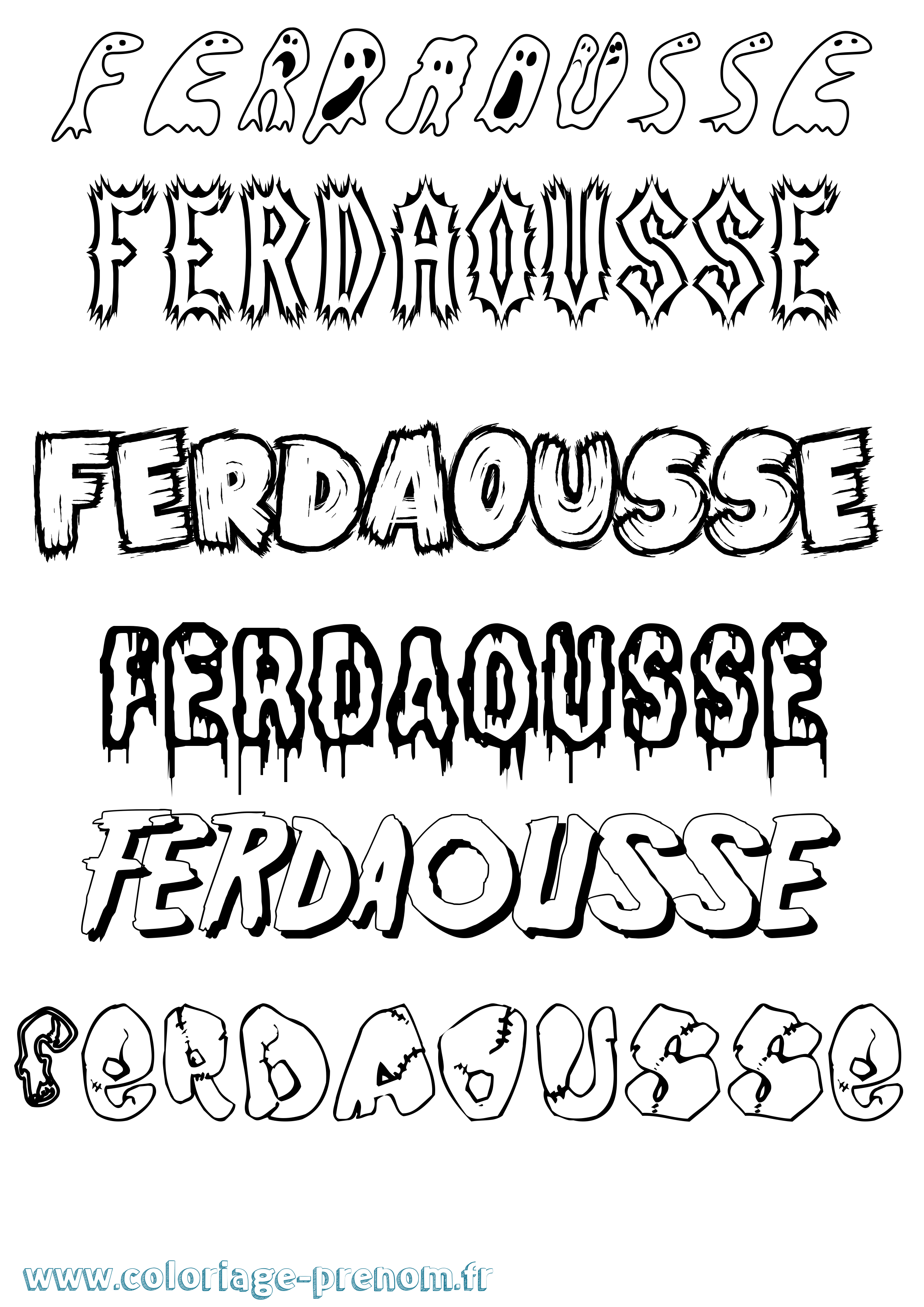 Coloriage Ferdaousse Frisson Coloriage prénom Ferdaousse Frisson