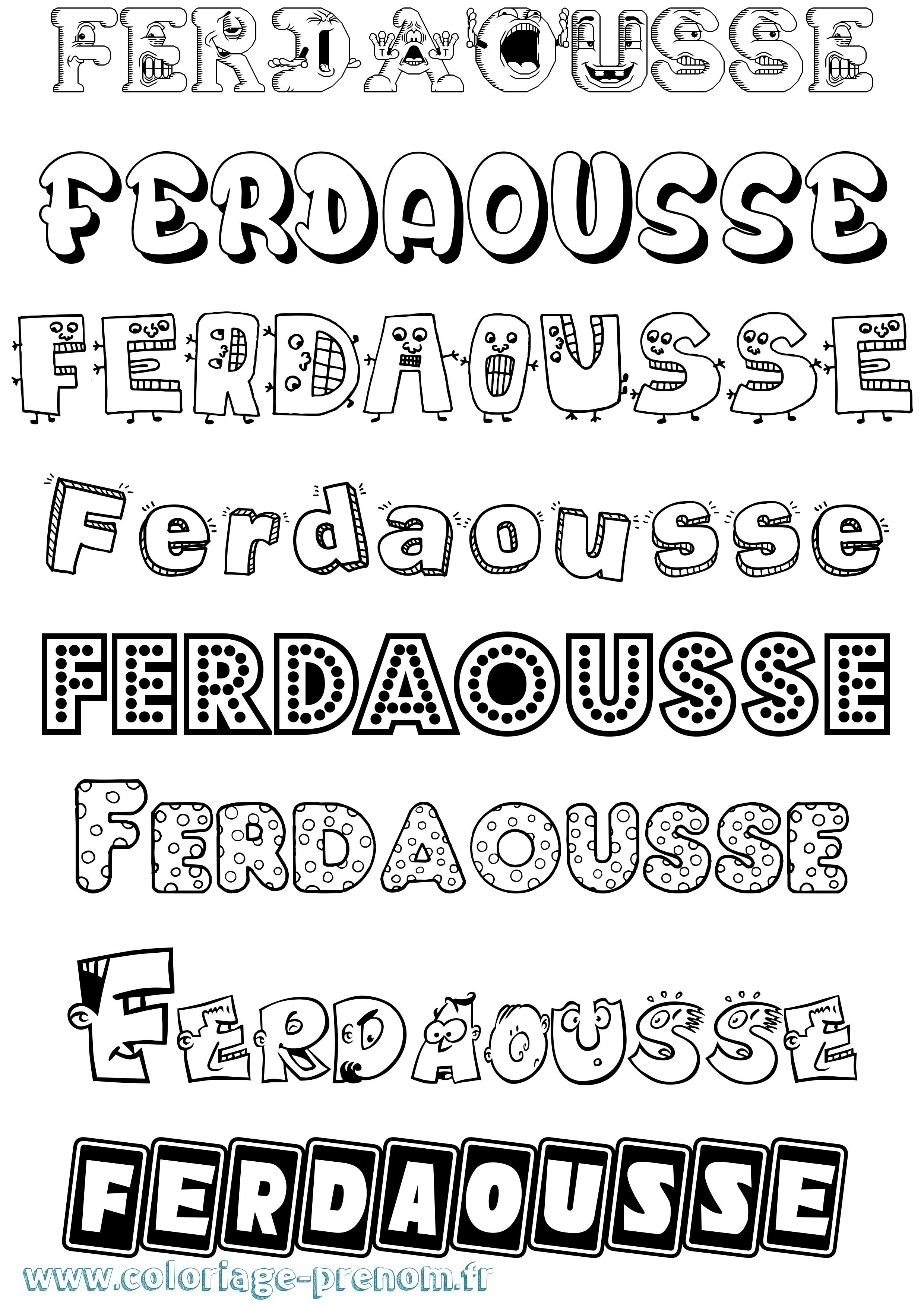 Coloriage Ferdaousse Fun Coloriage prénom Ferdaousse Fun