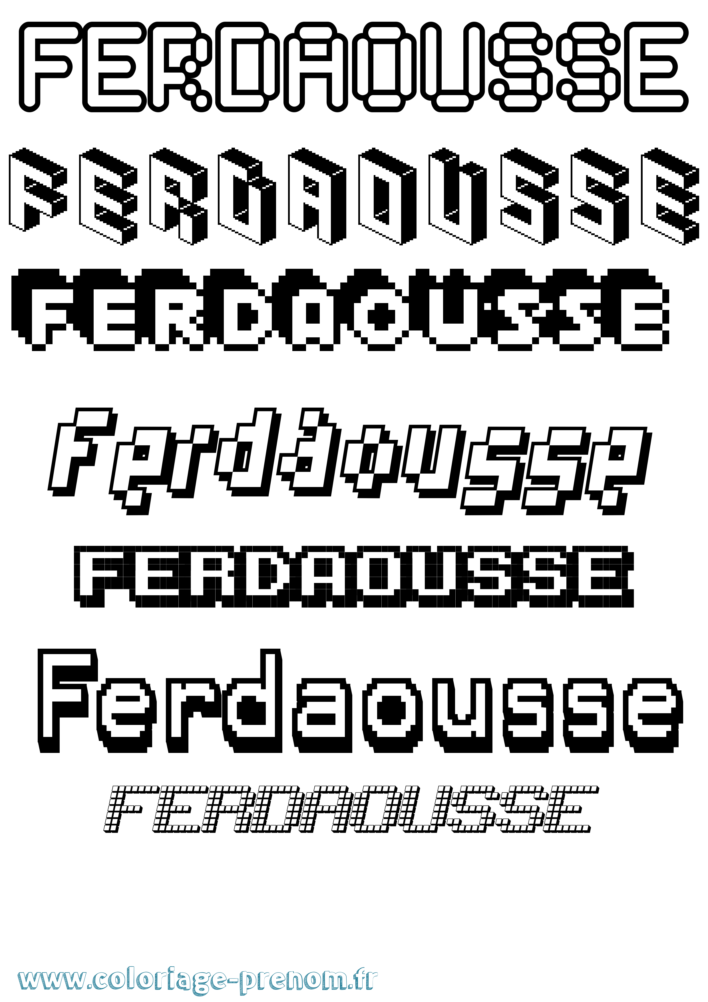 Coloriage Ferdaousse Pixel Coloriage prénom Ferdaousse Pixel