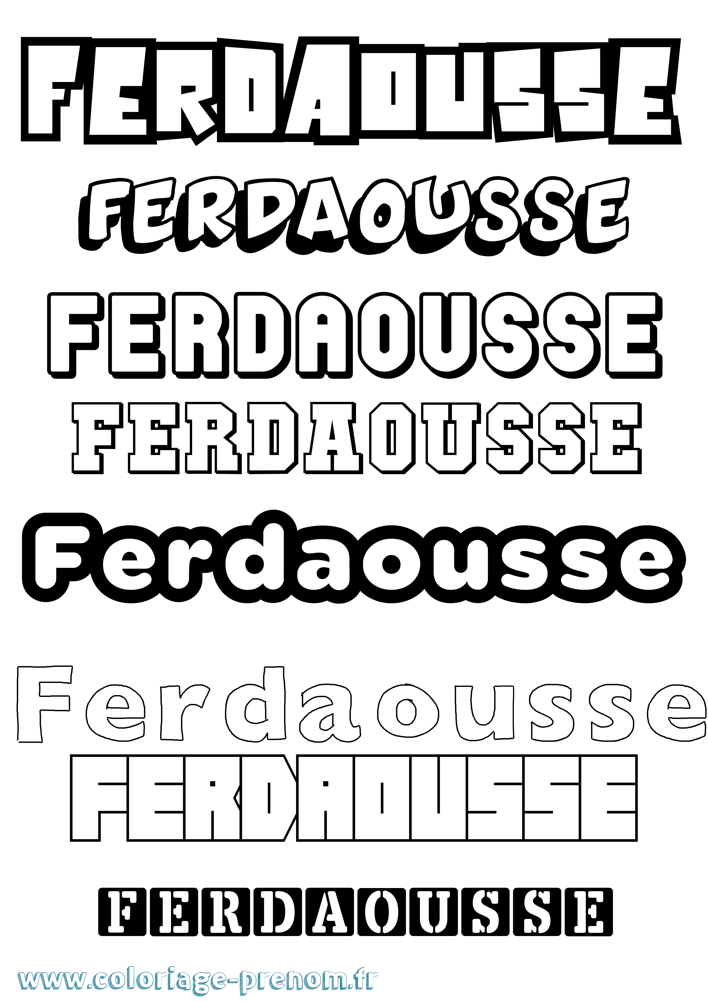 Coloriage Ferdaousse Simple Coloriage prénom Ferdaousse Simple