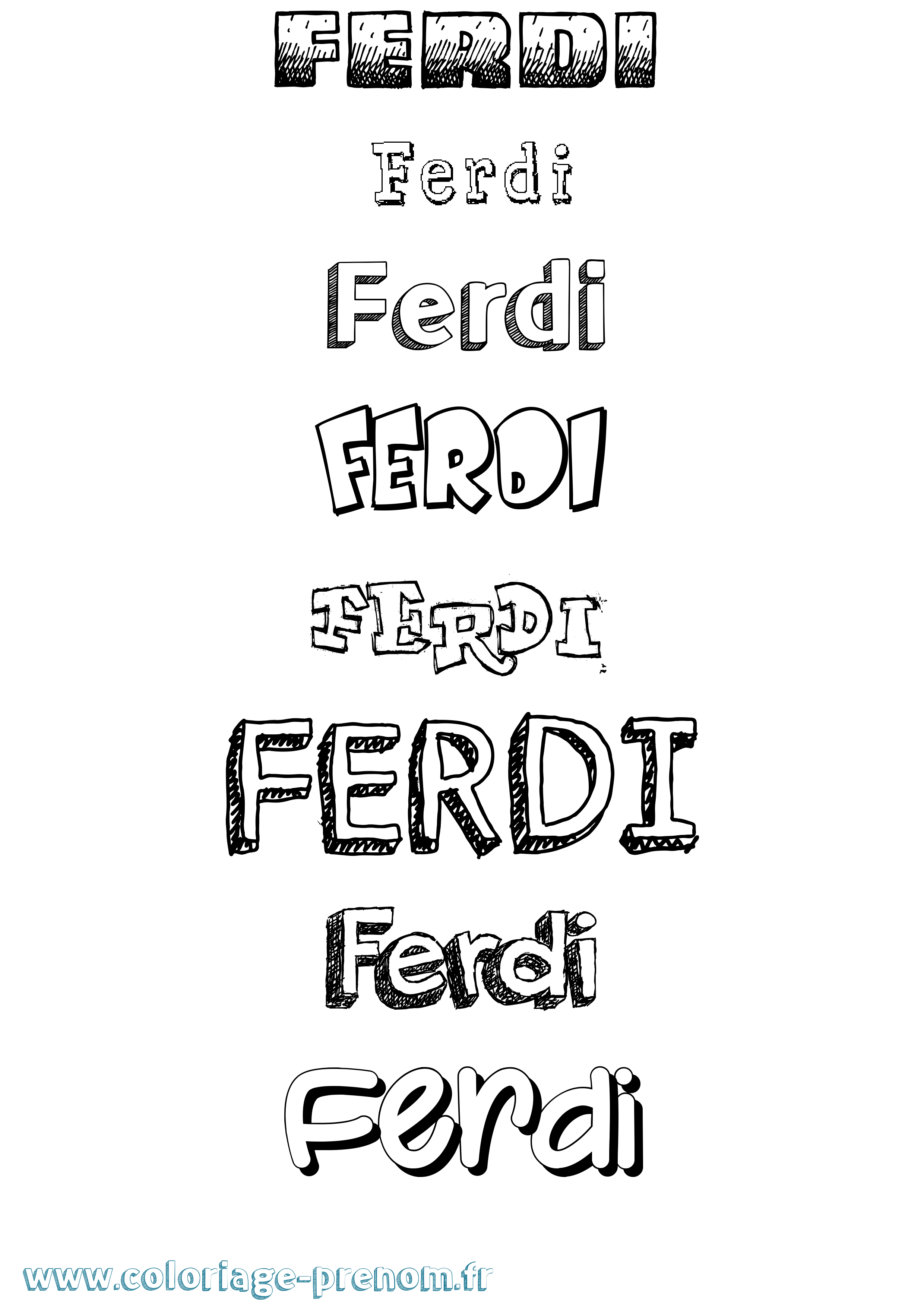 Coloriage Ferdi Dessiné Coloriage prénom Ferdi Dessiné