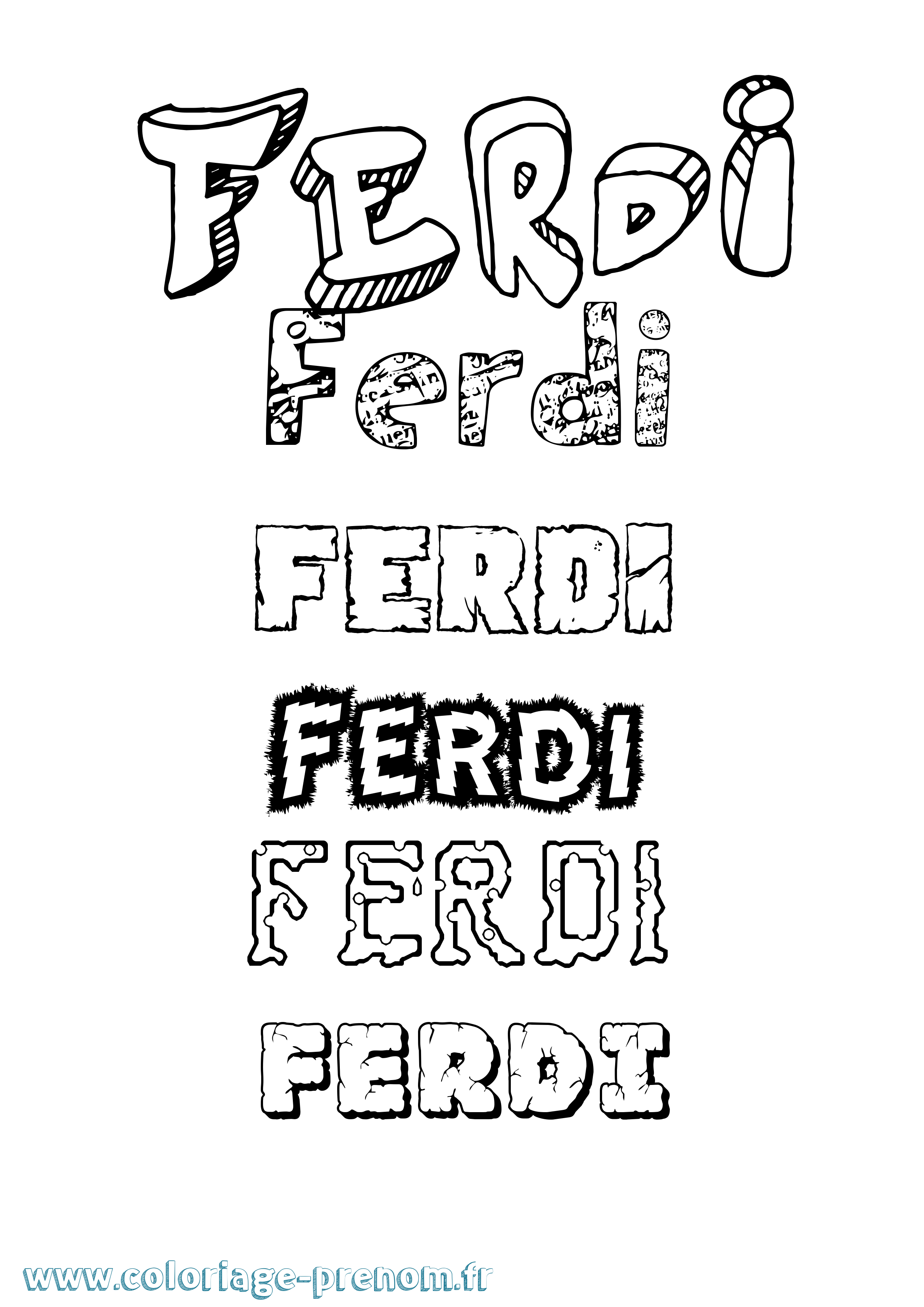 Coloriage Ferdi Destructuré Coloriage prénom Ferdi Destructuré