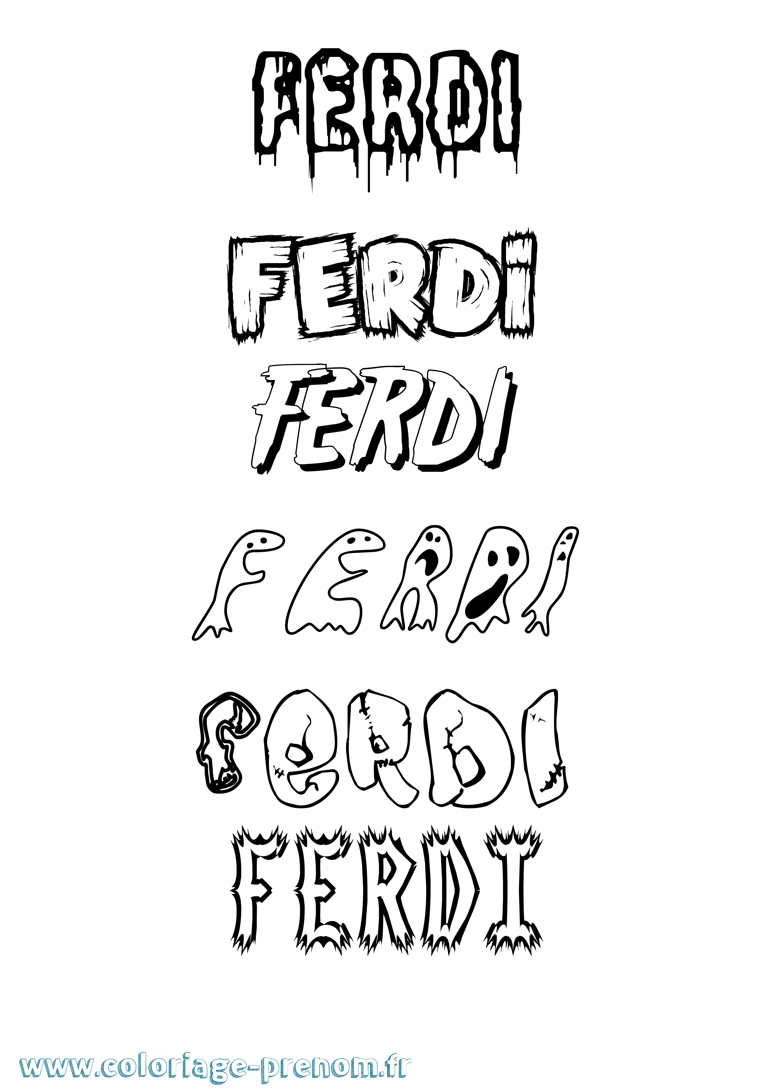Coloriage Ferdi Frisson Coloriage prénom Ferdi Frisson