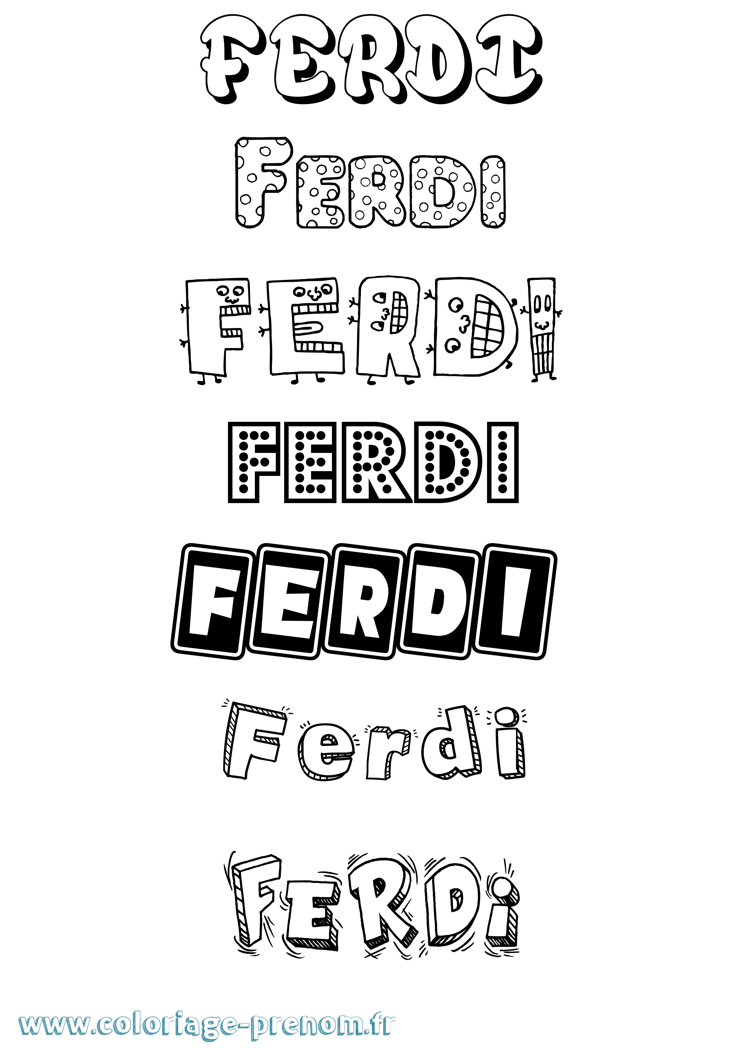 Coloriage Ferdi Fun Coloriage prénom Ferdi Fun