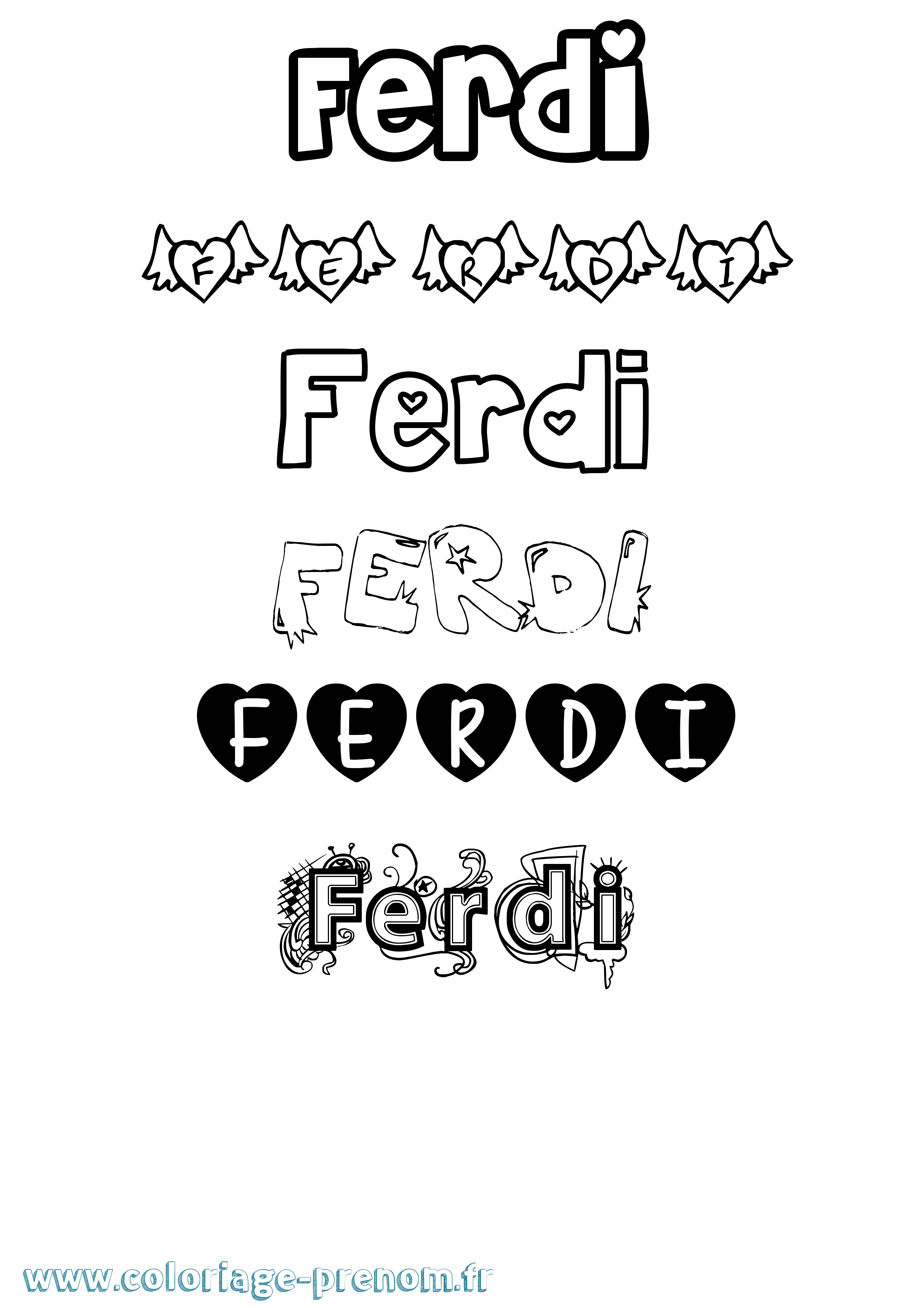 Coloriage Ferdi Girly Coloriage prénom Ferdi Girly