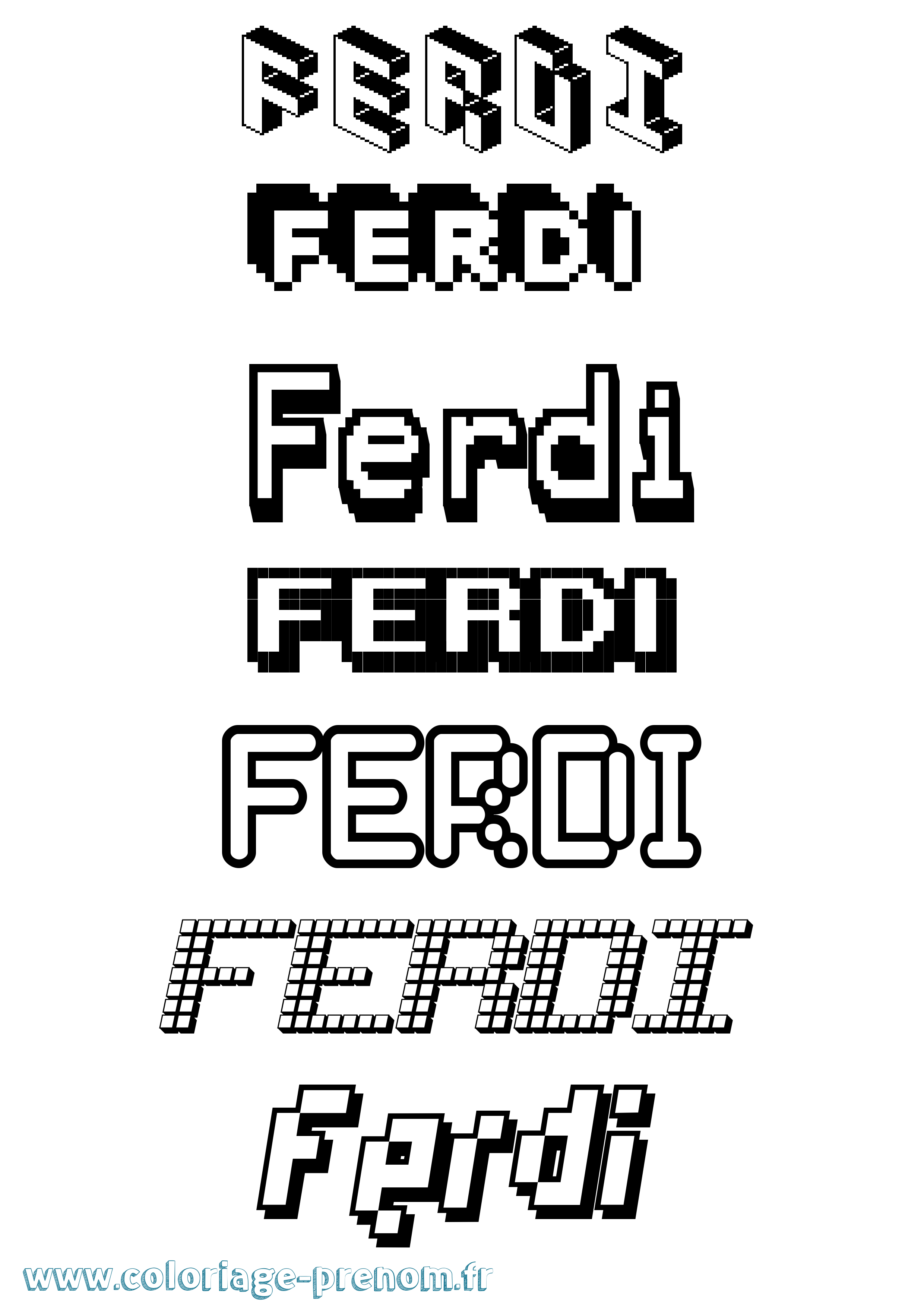 Coloriage Ferdi Pixel Coloriage prénom Ferdi Pixel