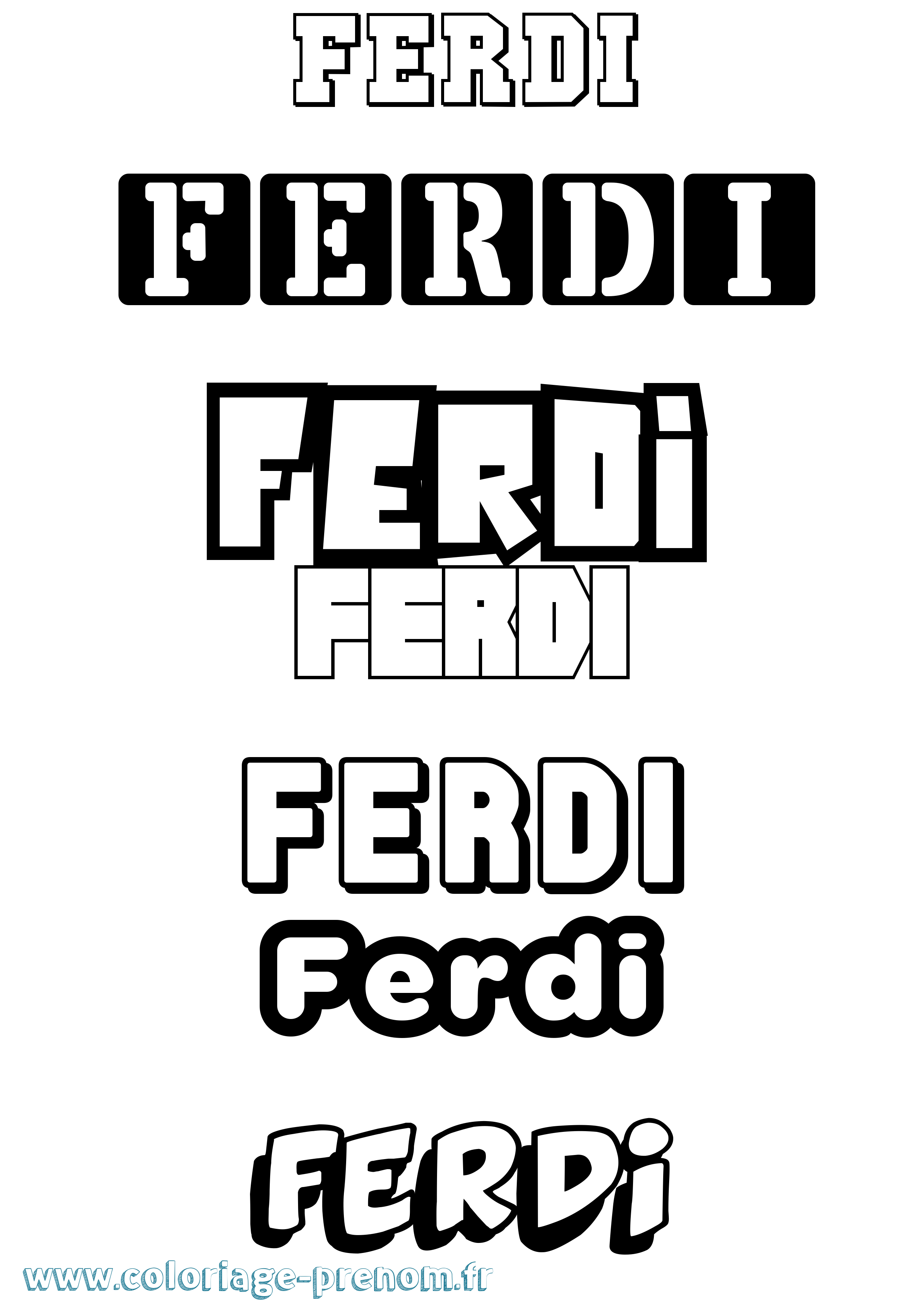 Coloriage Ferdi Simple Coloriage prénom Ferdi Simple