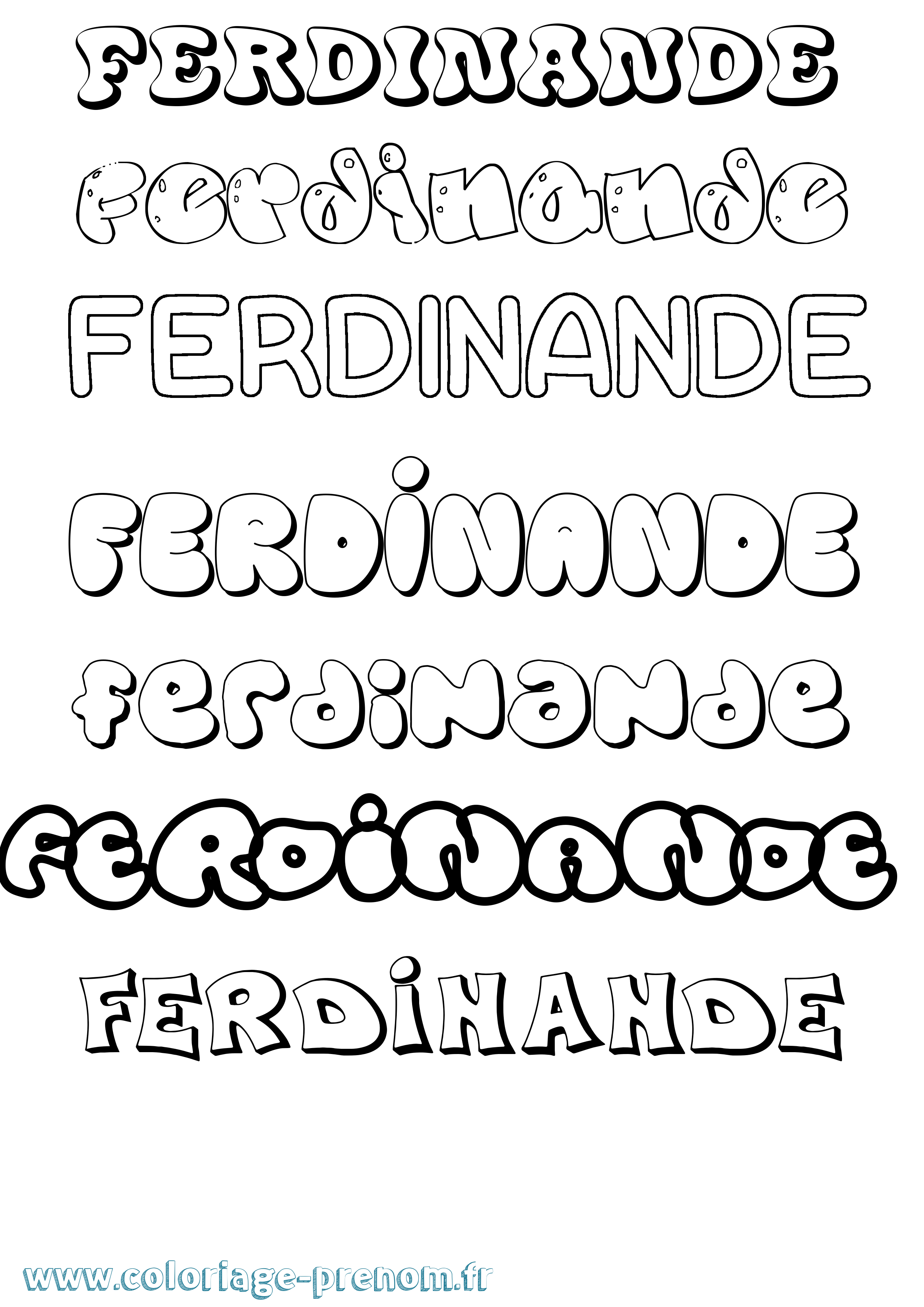 Coloriage Ferdinande Bubble Coloriage prénom Ferdinande Bubble