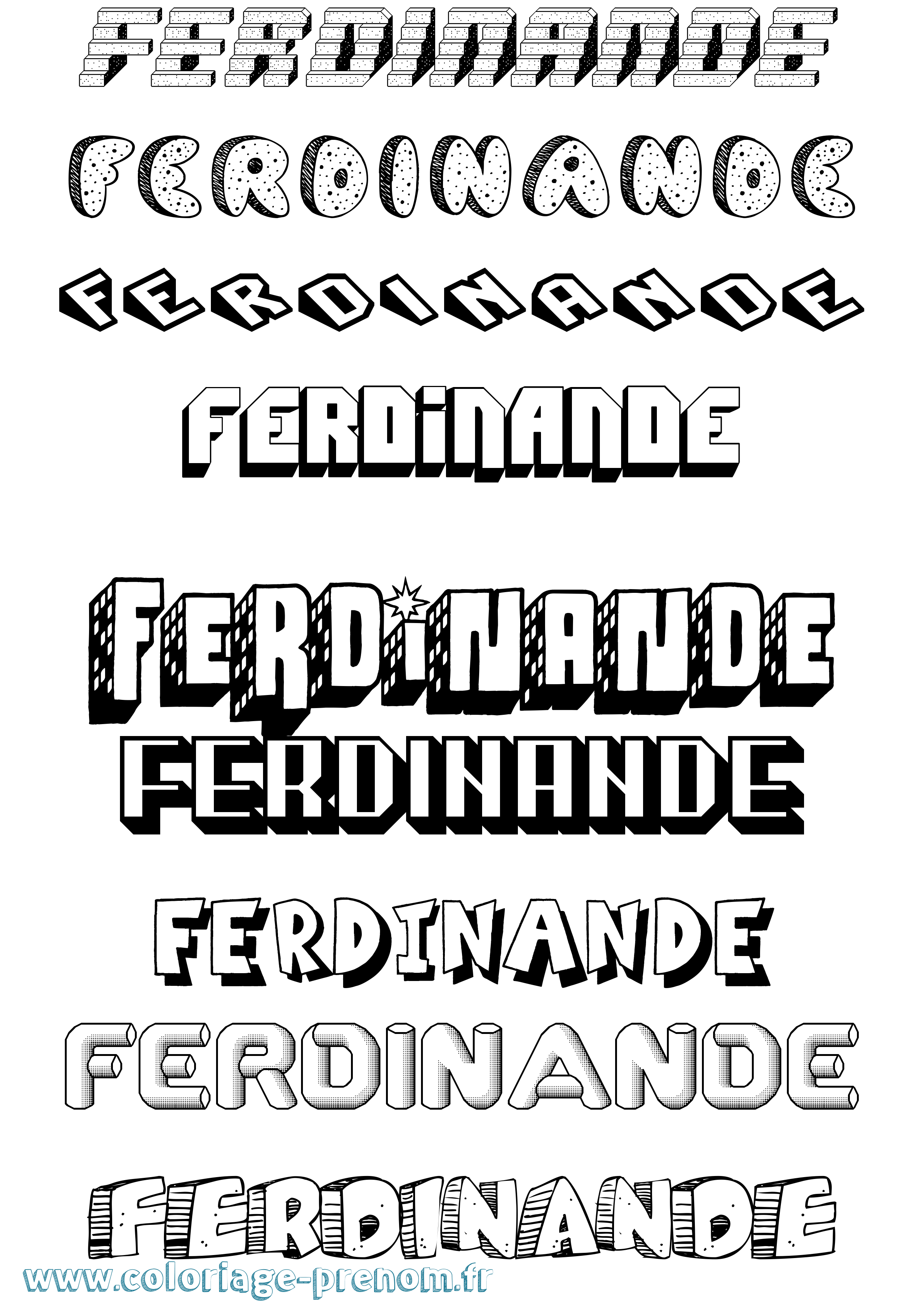 Coloriage Ferdinande Effet 3D Coloriage prénom Ferdinande Effet 3D