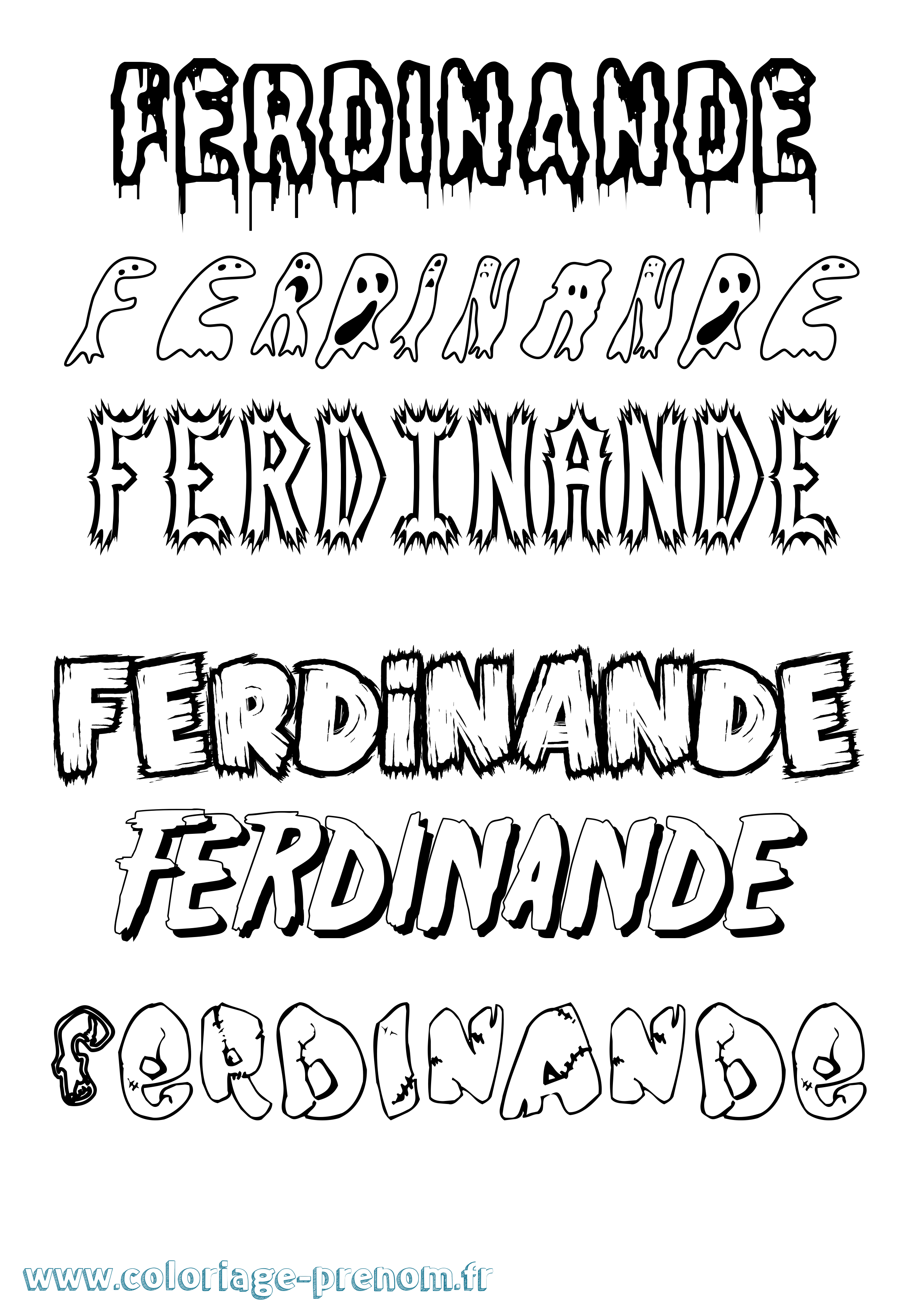 Coloriage Ferdinande Frisson Coloriage prénom Ferdinande Frisson